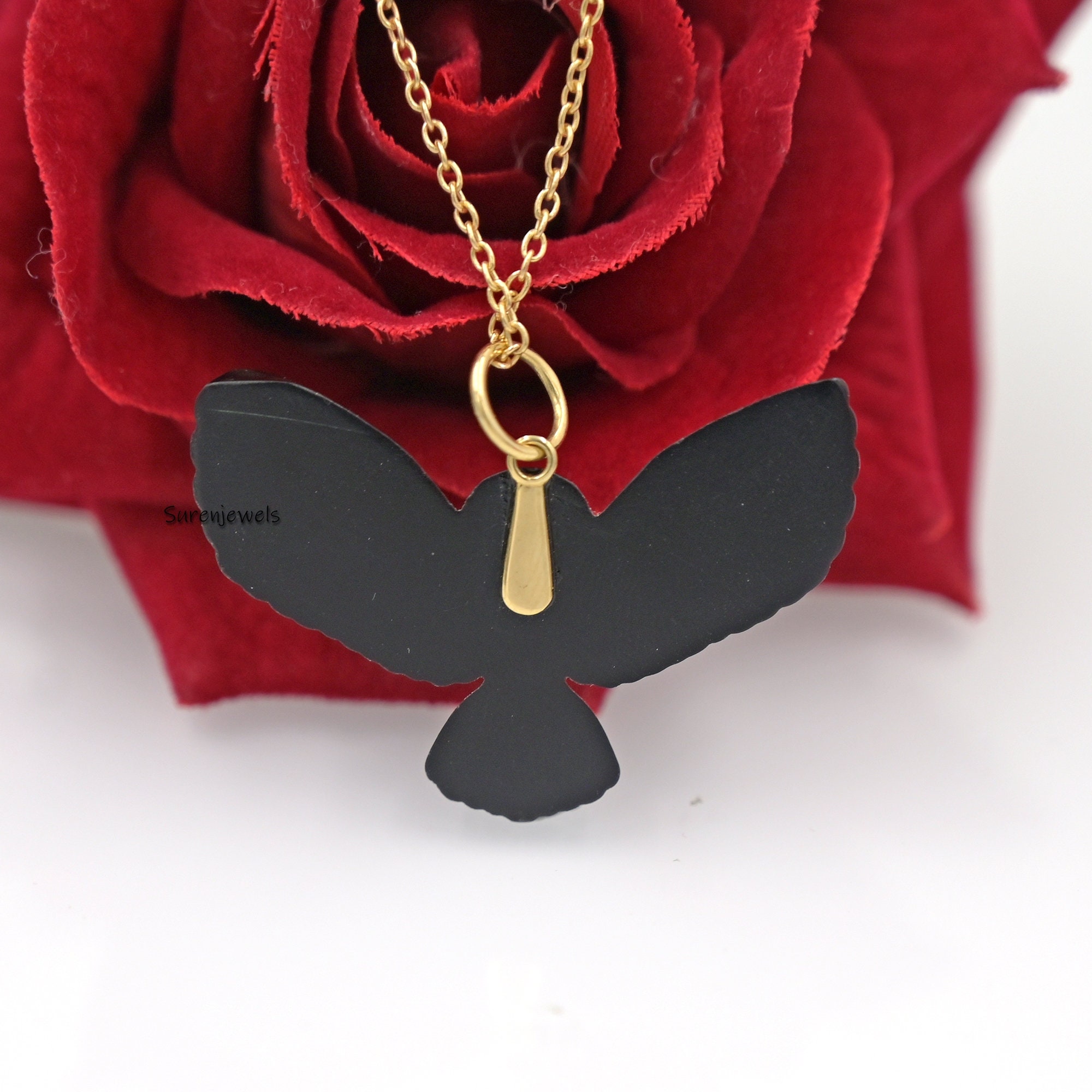 14K Gold Bird Pendant Moonstone Swallow Bird Pendant Thunder Bird Pendant Gemstone Bird Pendant Flying Bird Charm Designer Ca