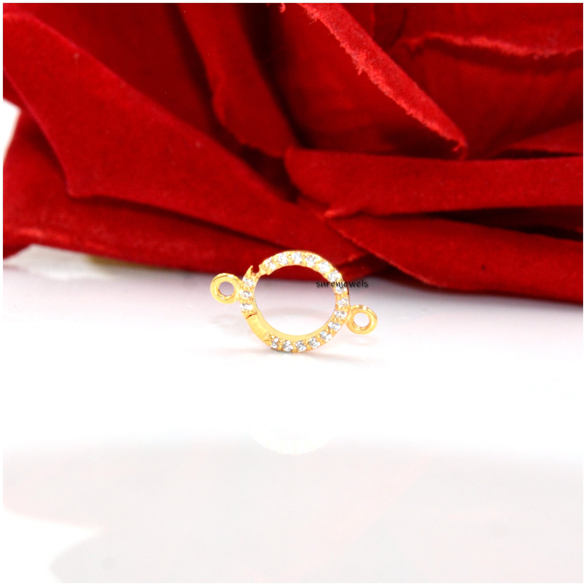 14k Gold Diamond Circle Charm Holder: Enhancer Connector - View 3 - Suren Jewels | SKU: SJF257-SLYGDI