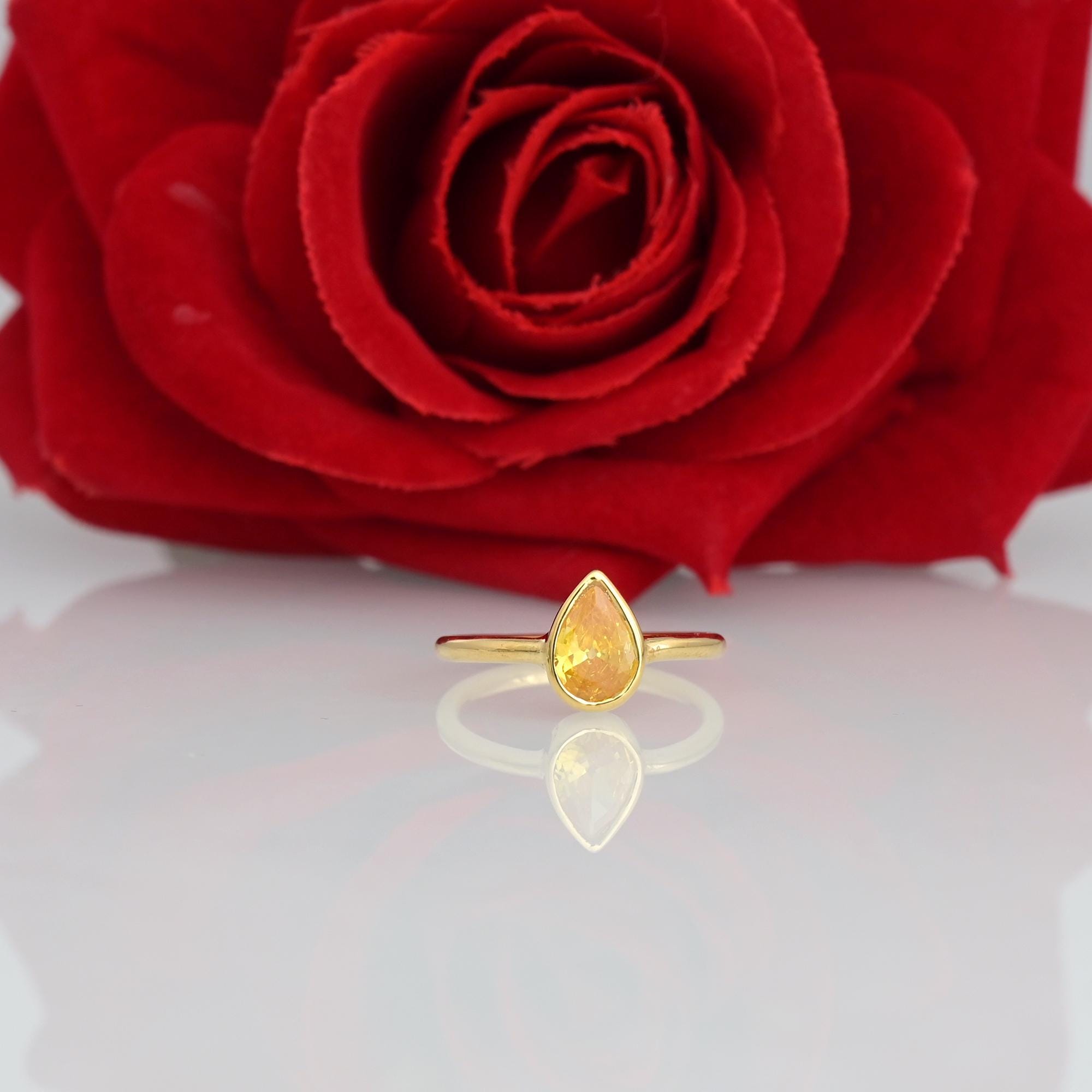 14k Gold Gemstone Teardrop Ring: Pear Shape - View 2 - Suren Jewels | SKU: SJR2568