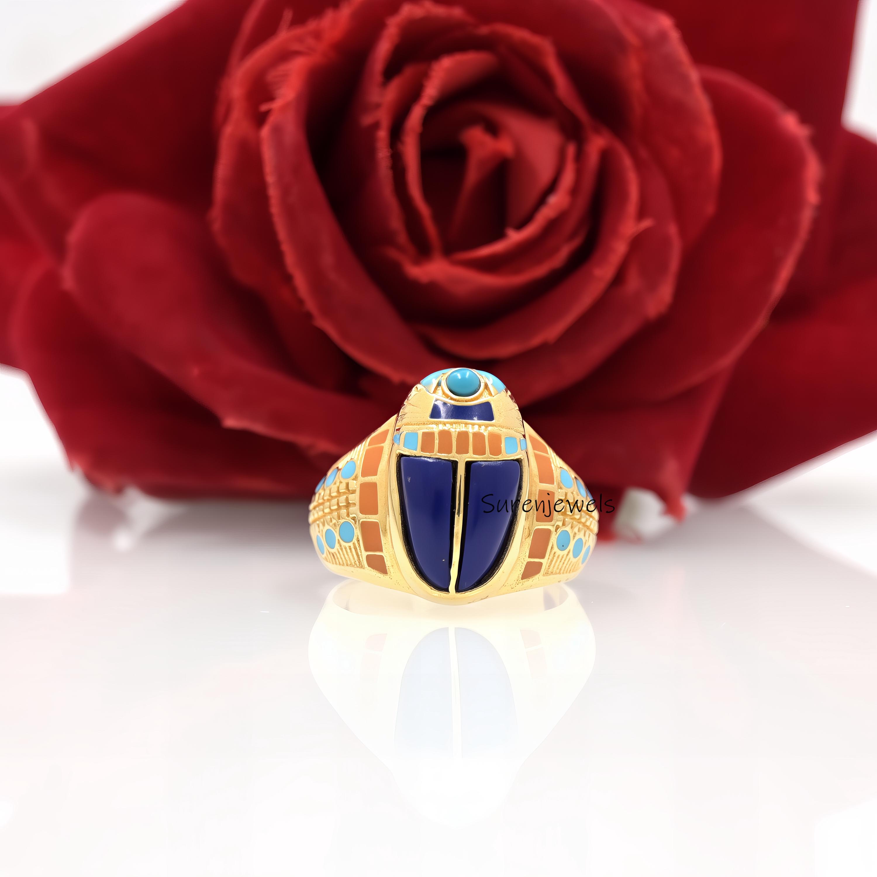 14k Gold Gemstone Scarab Ring jewelry - View 3 - Suren Jewels | SKU: SJR,SJR2788-SLYGLPZTQELMT-US-9,SJR2777-SLYGLPZELMT-US-8