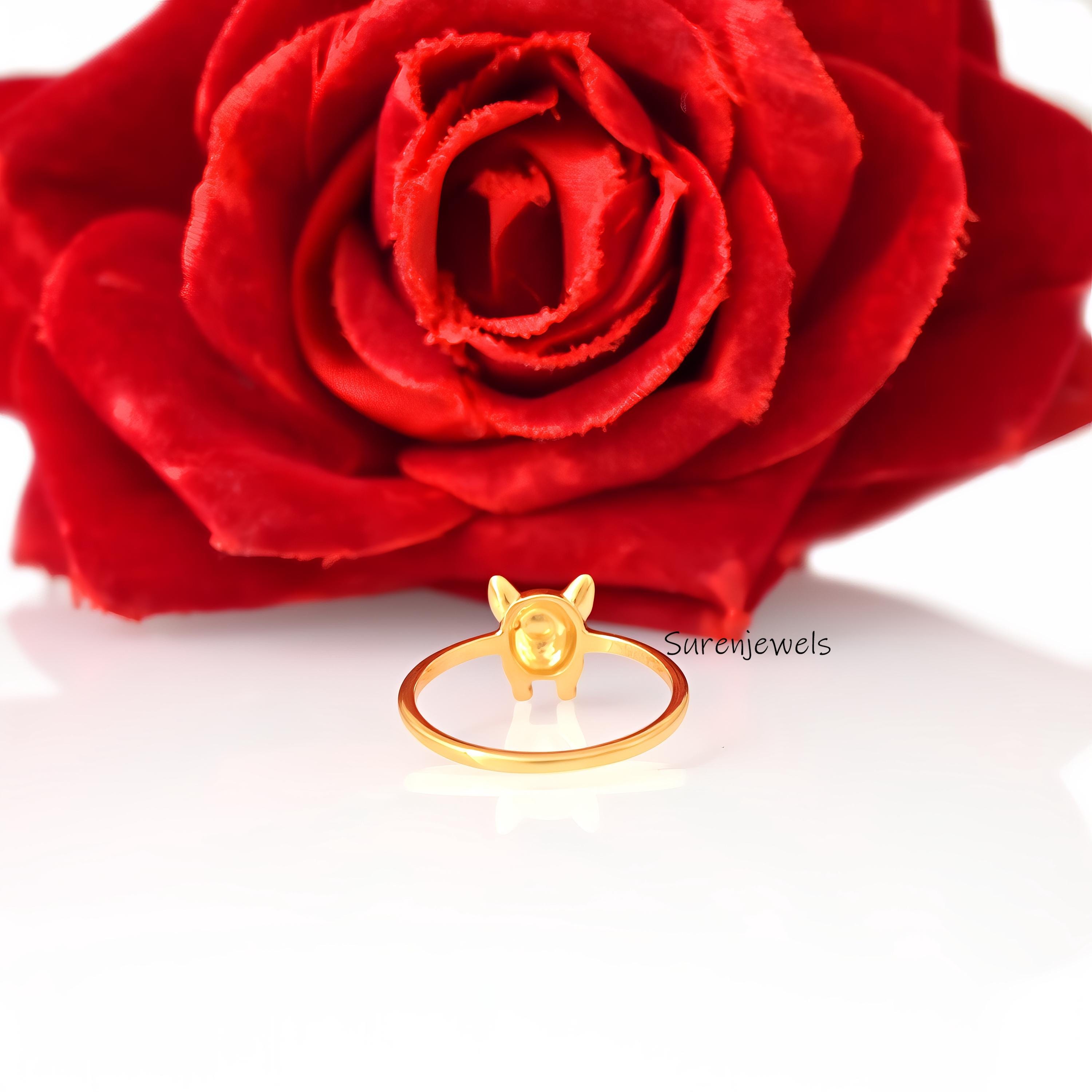 14k Gold Bulldog Ring: Delicate Animal Jewelry - View 6 - Suren Jewels | SKU: SJR,SJR3109-SLYGBKCZ-US-8