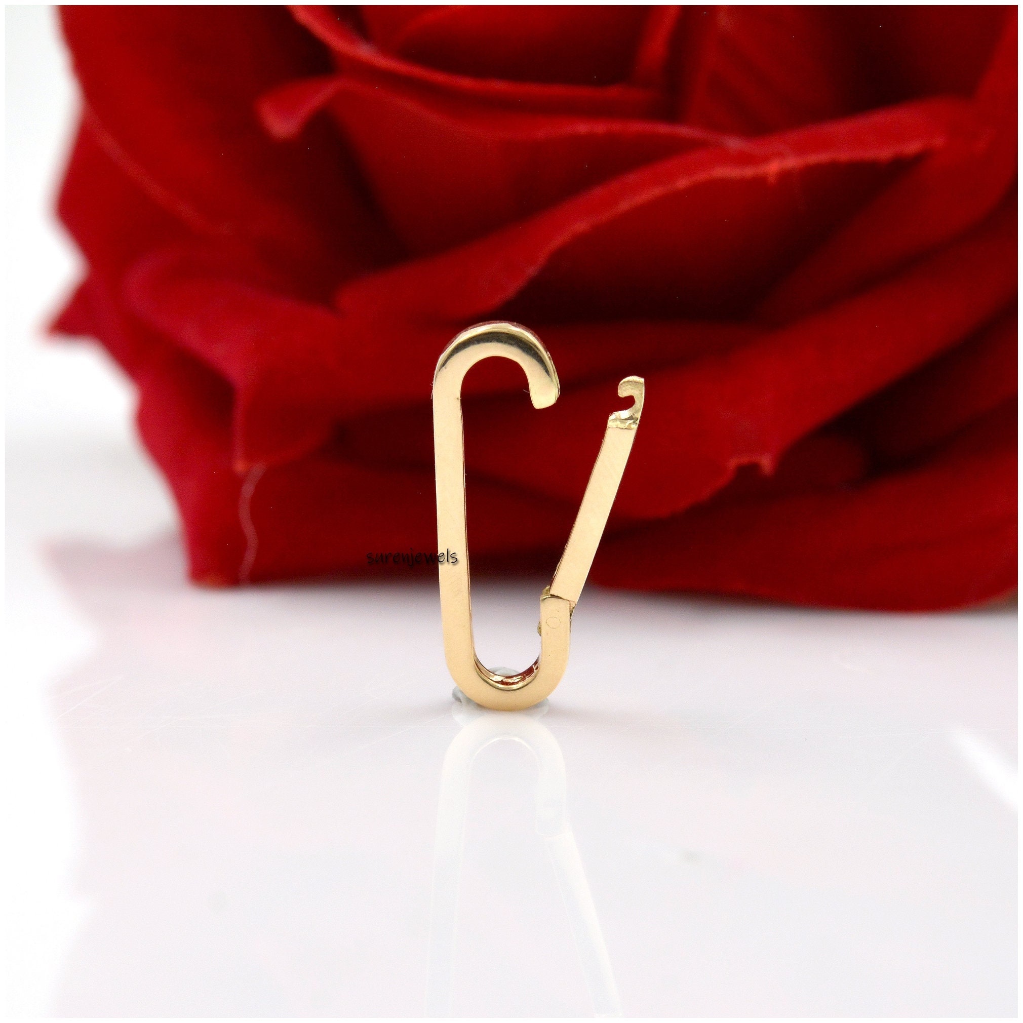 14K Solid Gold Charm Enhancer Connector: 22mm Pendant Holder - Suren Jewels | SKU: SJP1292-14KYG-22M