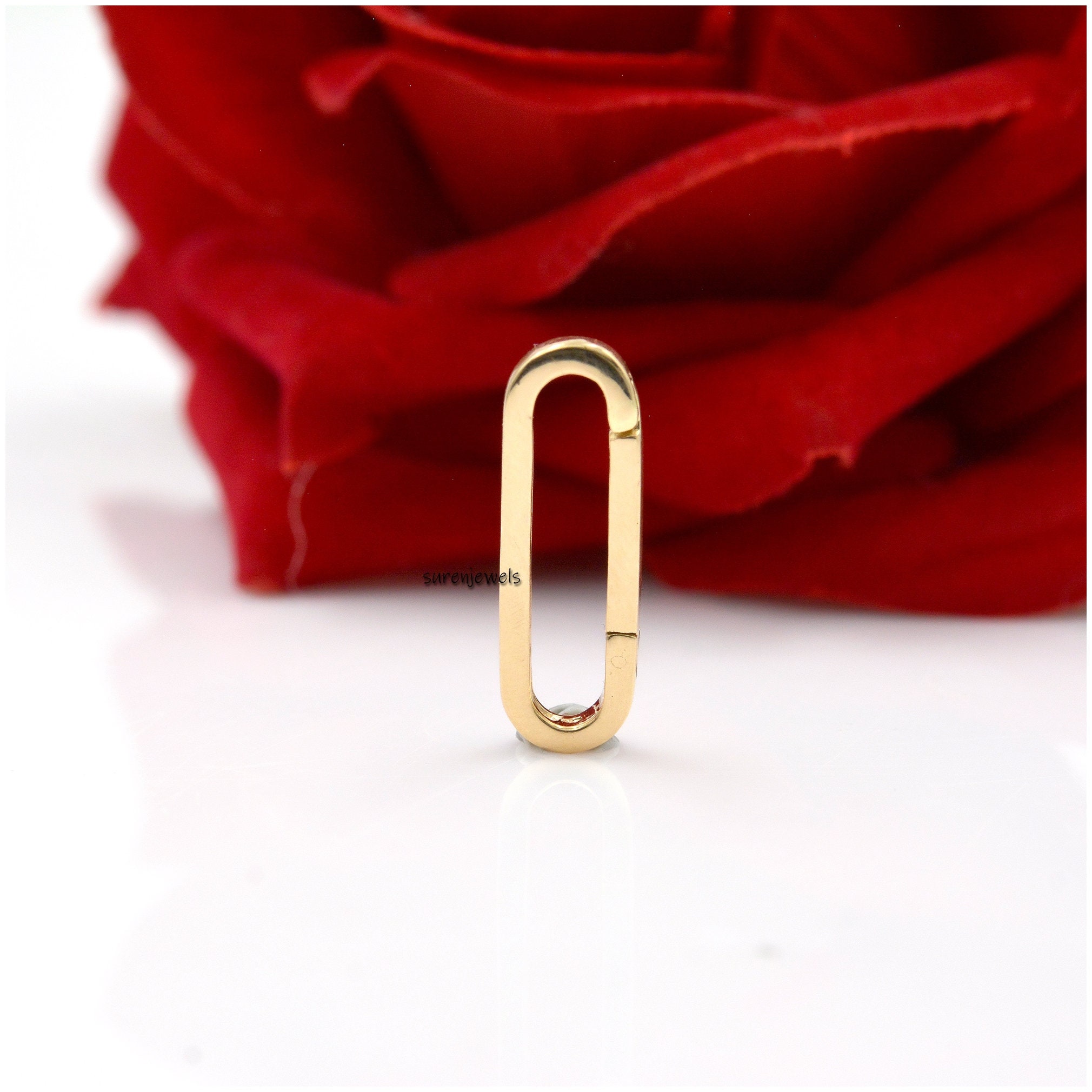 14K Solid Gold Charm Enhancer Connector: 22mm Pendant Holder - View 2 - Suren Jewels | SKU: SJP1292-14KYG-22M