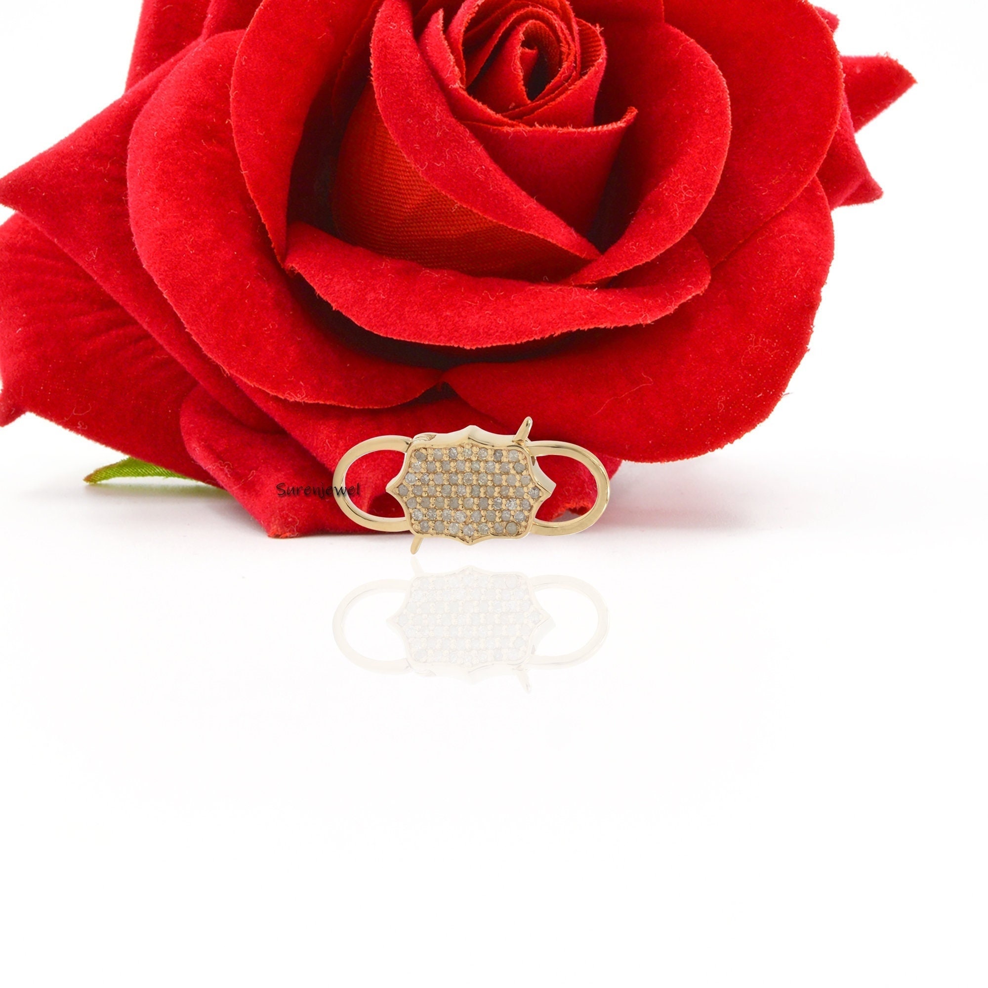 9K Gold Diamond Padlock Pendant: Pave Jewelry, 18 inch Chain - View 4 - Suren Jewels | SKU: SJP33-9KYGCZ-N47-18I