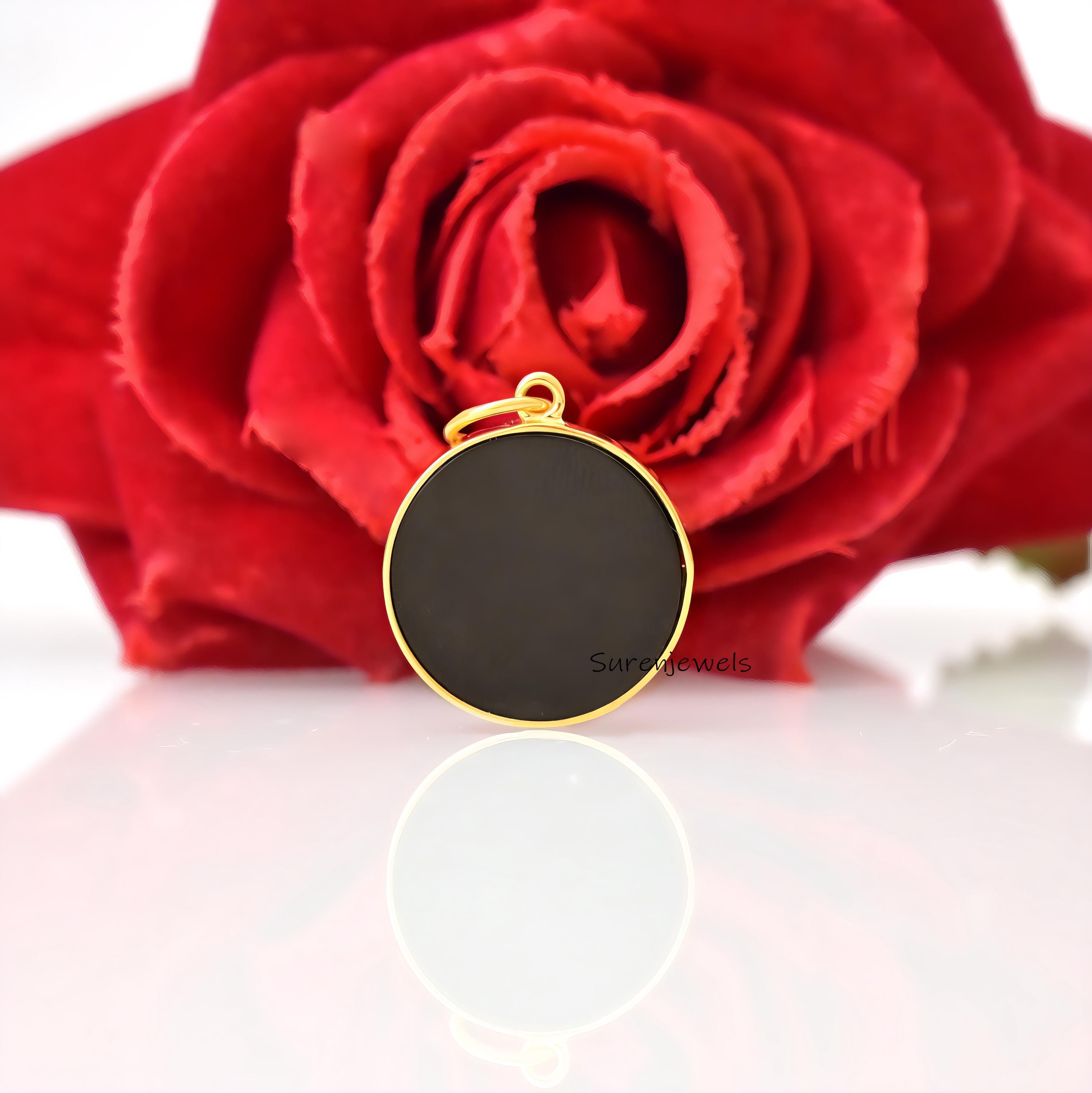 Handmade Gemstone Compass Pendant, Designer Style - View 7 - Suren Jewels | SKU: SJP4859-SLYGBOMG-25M