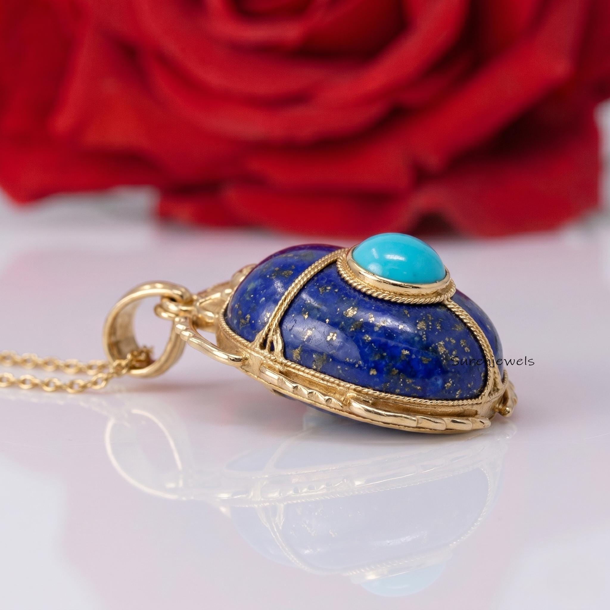 14K Gold Designer Scarab Charm, Small Scarab Pendant, Gemstone Scarab Pendant, Hand Carving Scarab,Scarab Amulet Charm,Carved