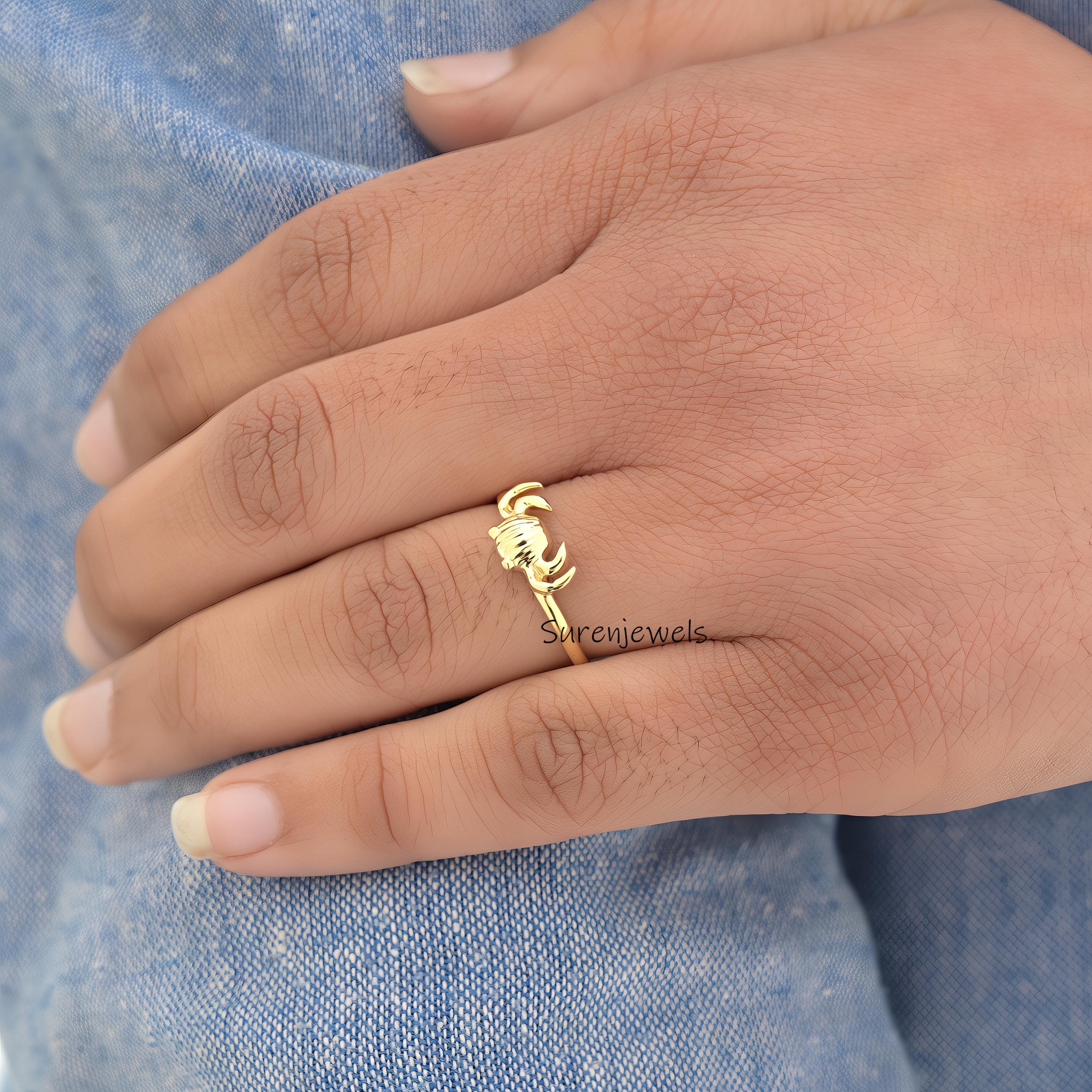 14k Gold Crab Ring: Cancer Zodiac Horoscope Jewelry - View 6 - Suren Jewels | SKU: sJR2781-SLYG-US-9
