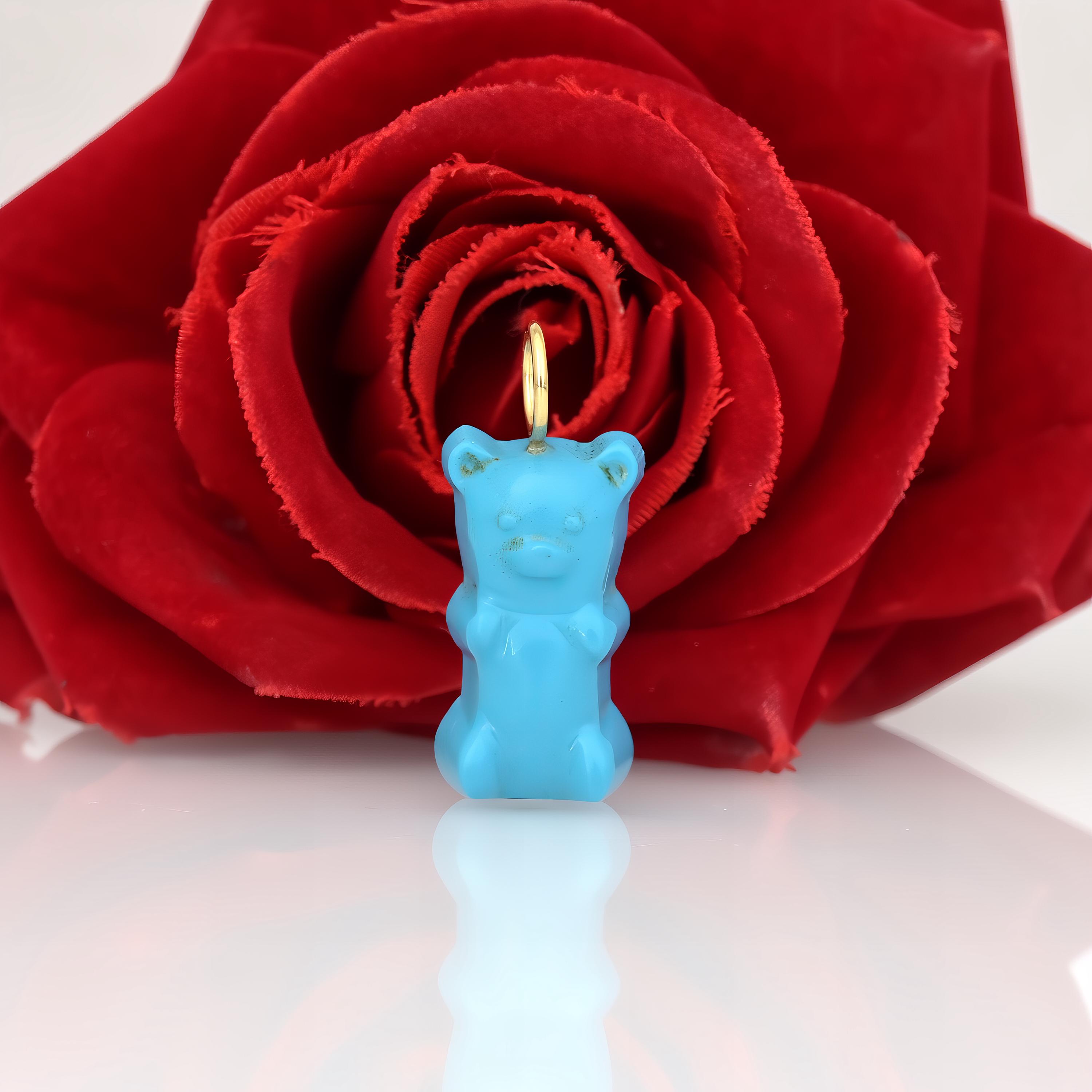 Handmade Gemstone Teddy Bear Pendant: Designer Candy Jewelry - View 7 - Suren Jewels | SKU: SJP1469-SLYGMK