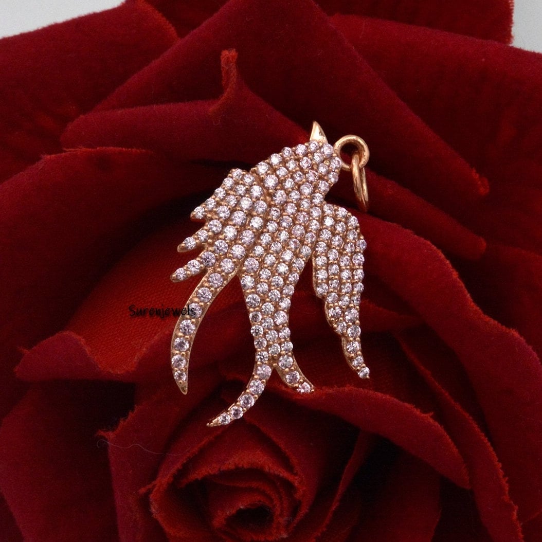 14k Gold Diamond Flying Swallow Bird Charm Pendant - View 2 - Suren Jewels | SKU: SJP900-14KYGCZ