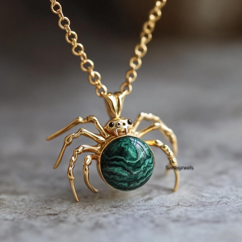 14k Gold Gemstone Spider Pendant: Halloween Jewelry - Suren Jewels | SKU: SJP4970-SLNSMKCZ-25M,SJP4538-SLYGTEBKCZ-25M,SJP5015