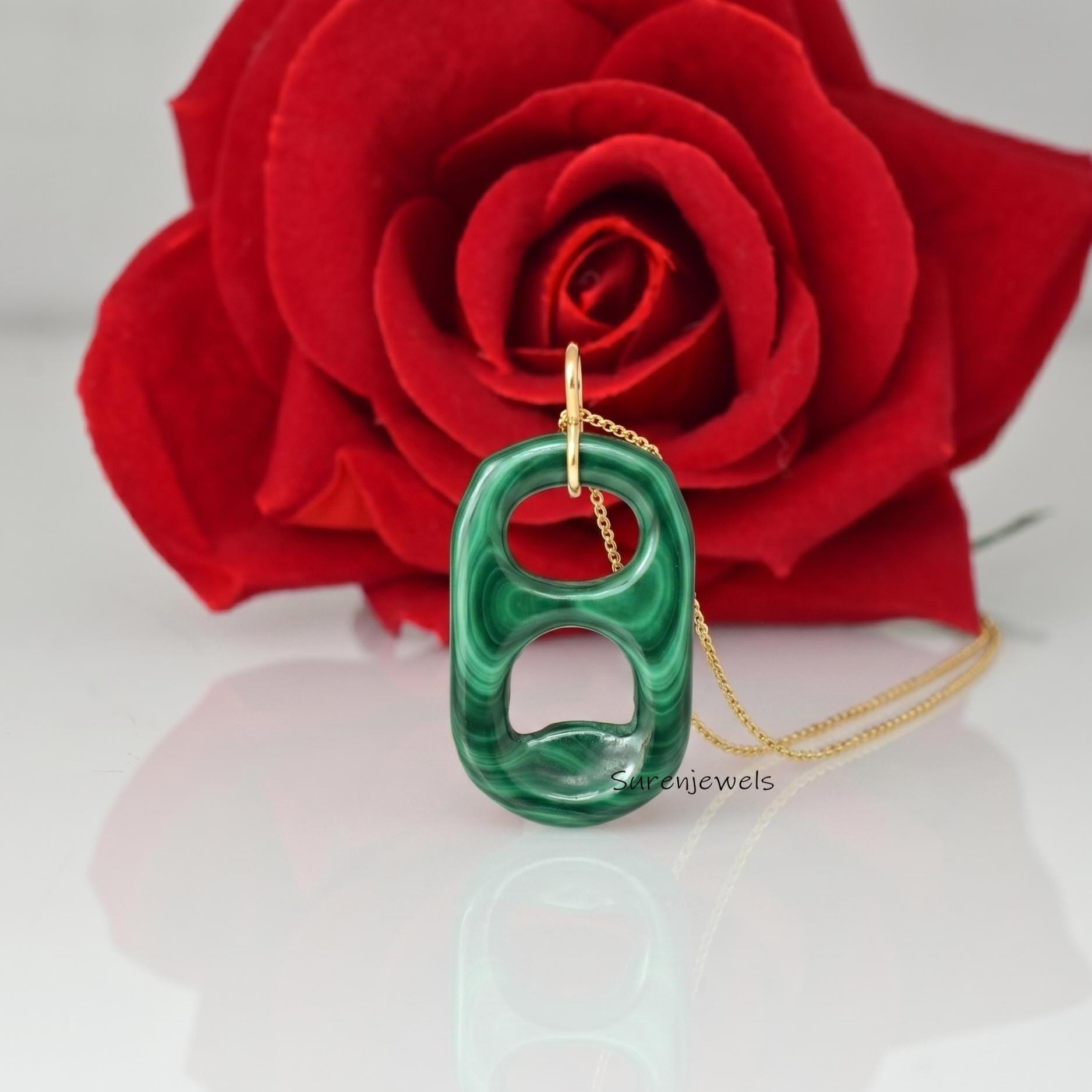 925 Silver Gemstone Soda Pull Tab Pendant: Carved Mariner Link Charm - View 7 - Suren Jewels | SKU: SJP1622