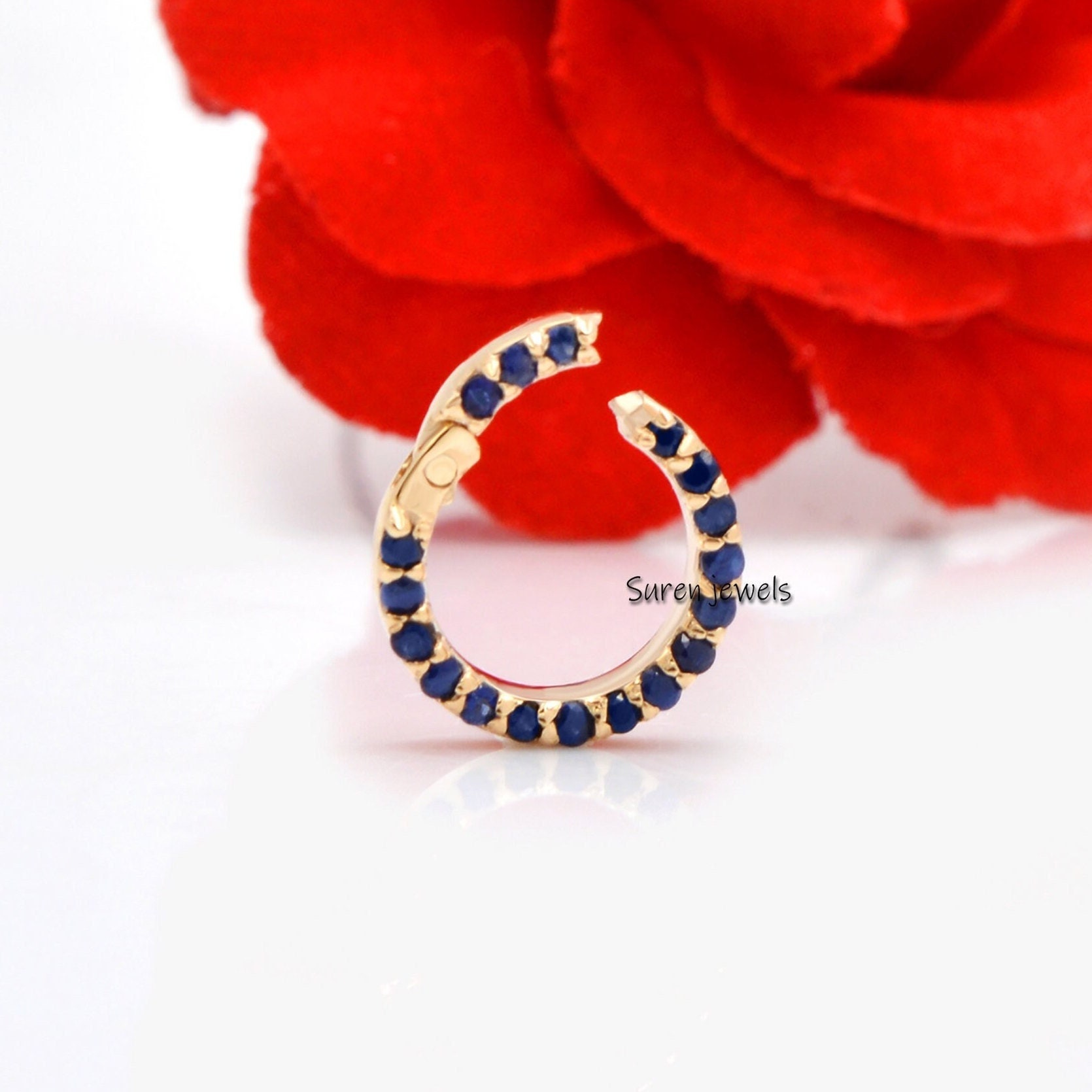 14K Gold Diamond Pave Circle Connector: 10mm Charm Enhancer - View 3 - Suren Jewels | SKU: SJf119-10MM