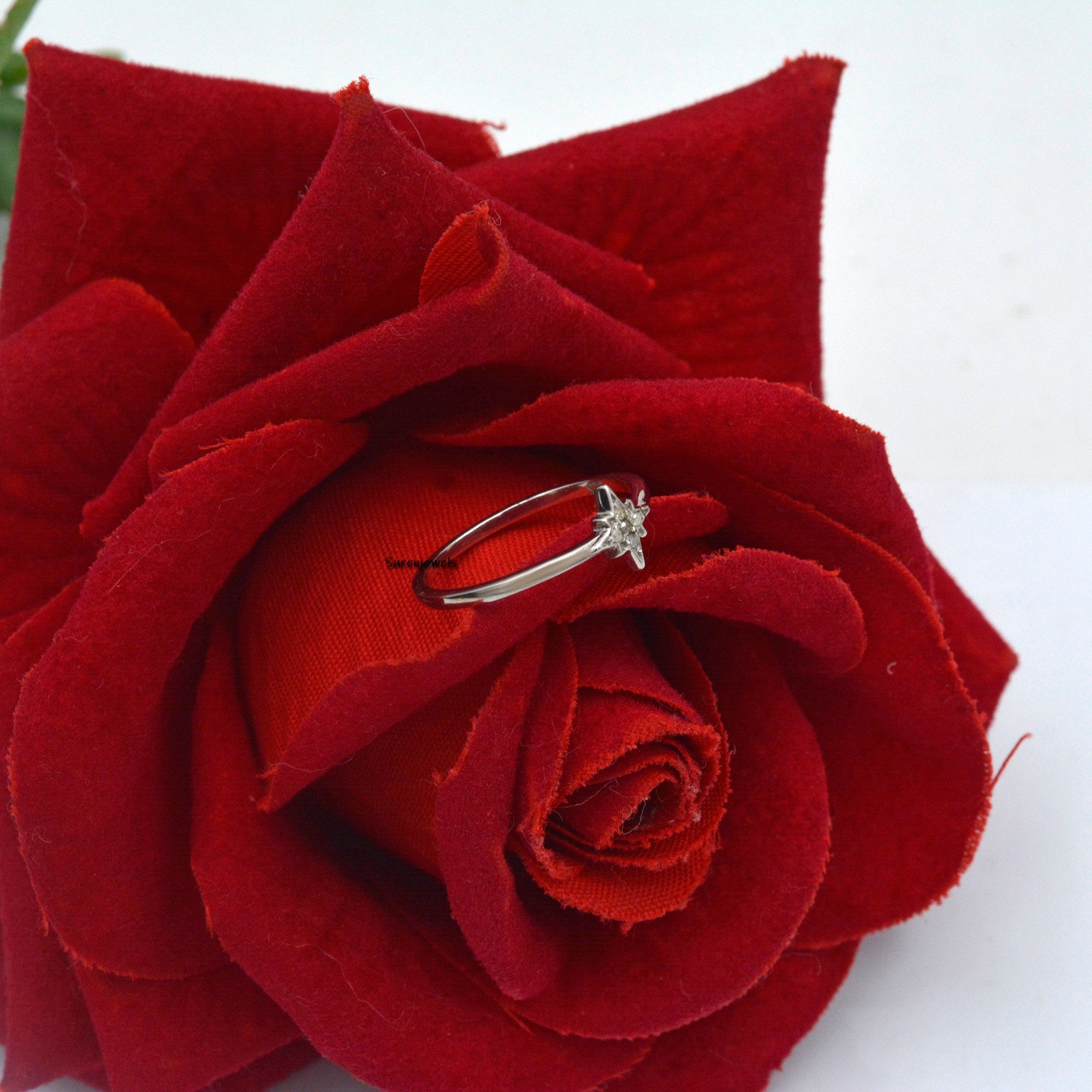 14k Gold Star Diamond Ring Solid Gold Star Diamond Ring Gold Etsy