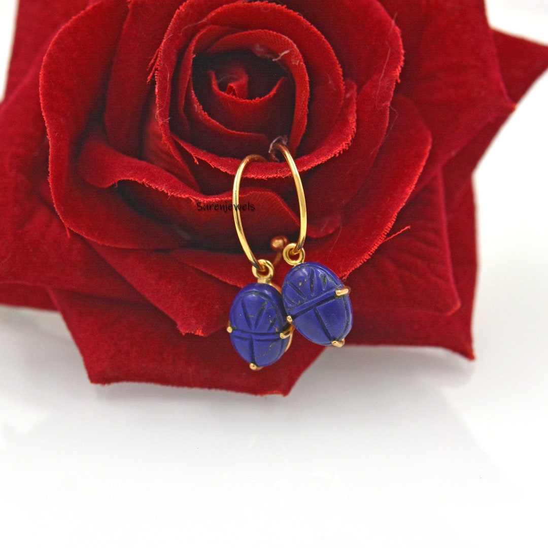 COSMIC CARTOUCHE SCARAB EARRINGS GOLD main image 0