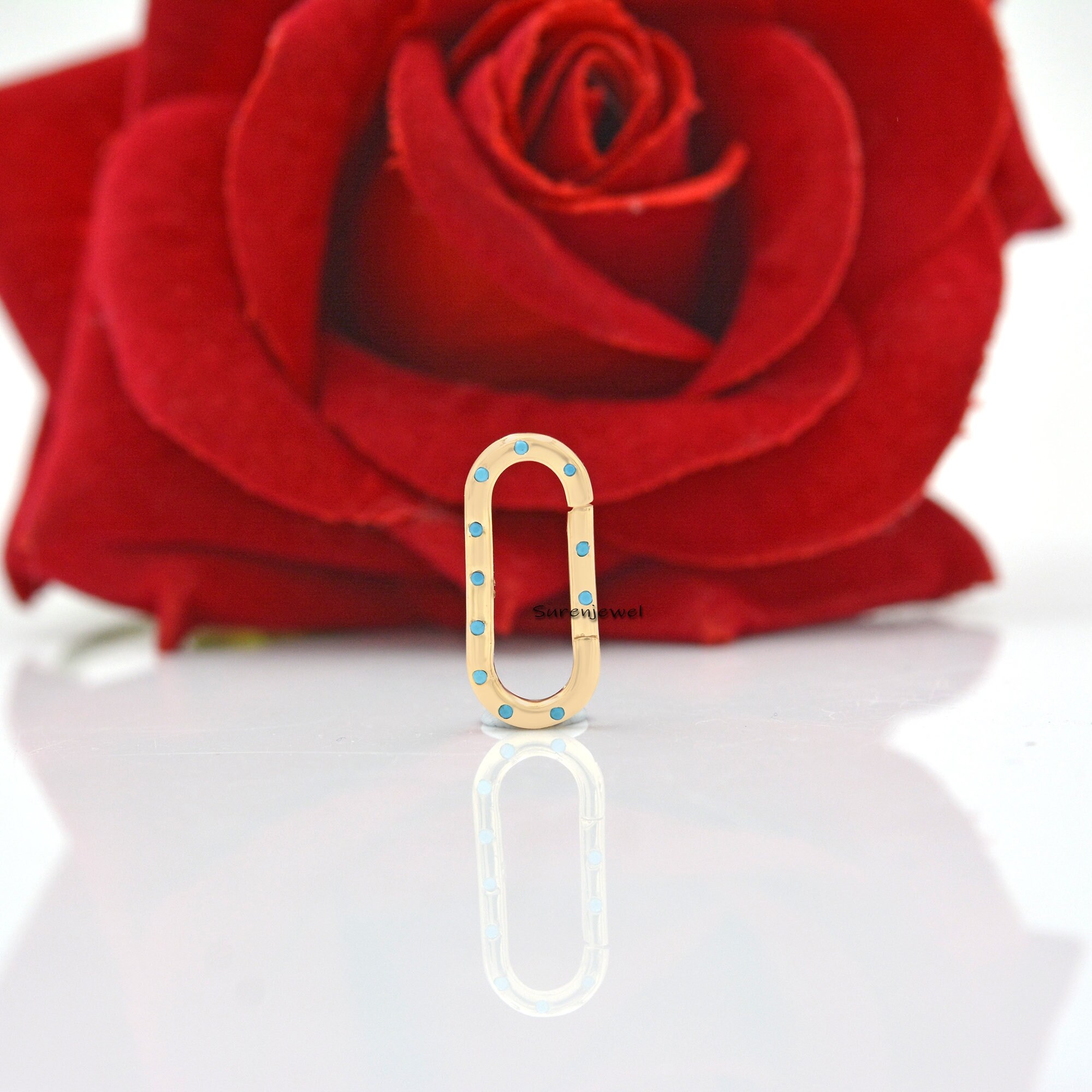 14K Gold Charm Holder Lock: Yellow Sapphire Connector - View 3 - Suren Jewels | SKU: SJP575-SLRGDI