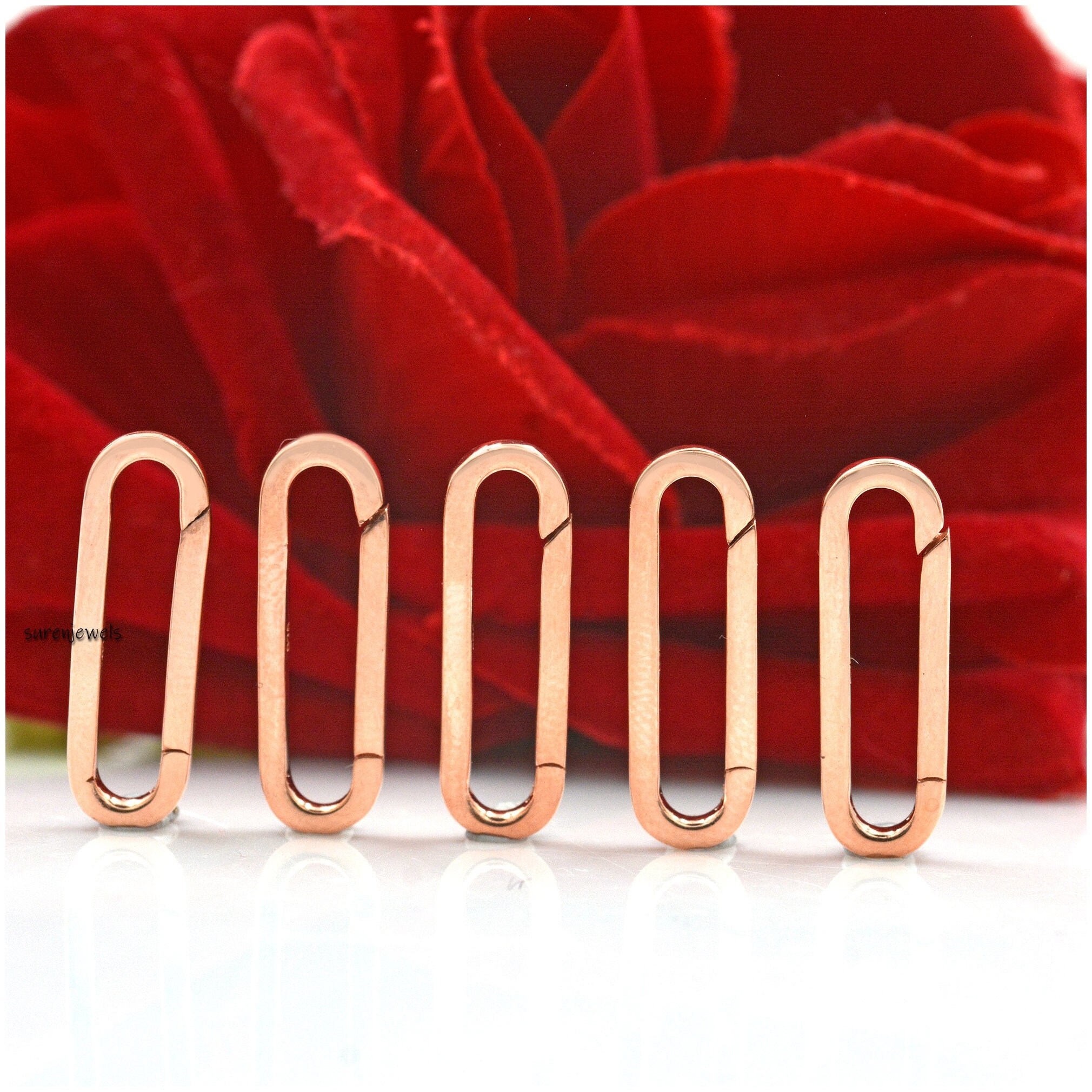 925 Silver Oval Charm Enhancer: Thick Link Holder (22mm) - View 4 - Suren Jewels | SKU: SJP680-SLYG-22M