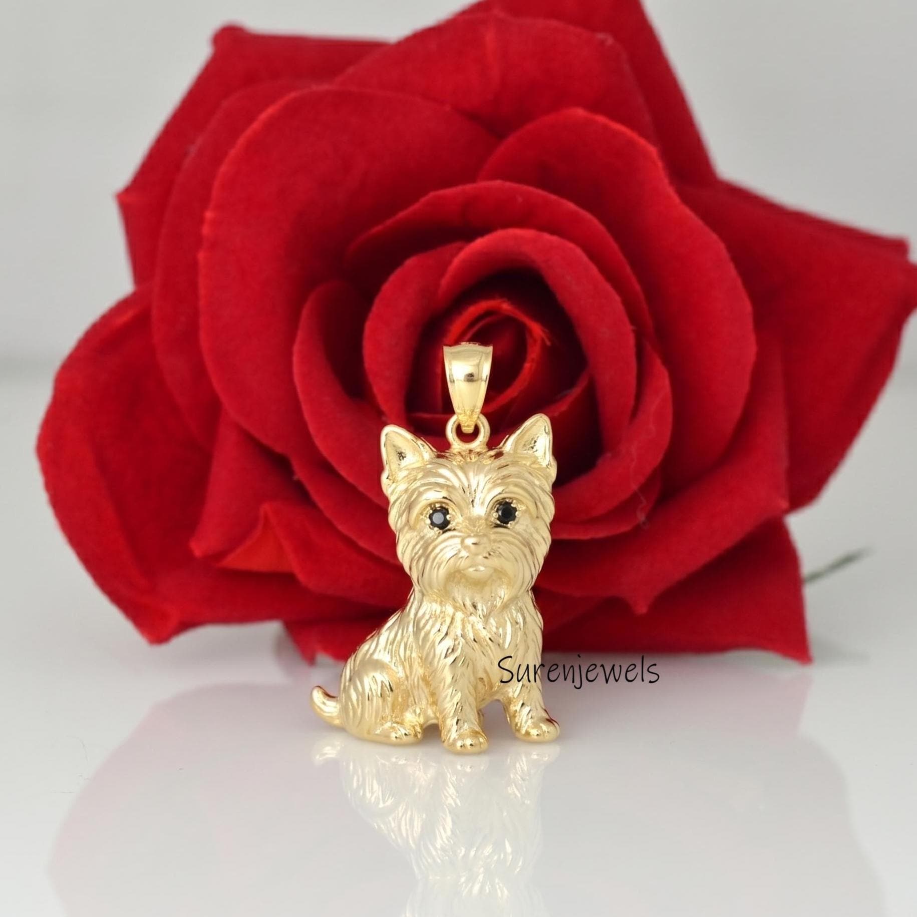 14k Gold Yorkshire Terrier pendant, Silver Yorkshire Terrier Pendant, Yorkshire Terrier Jewelry, Dainty Yorkshire Terrier, De
