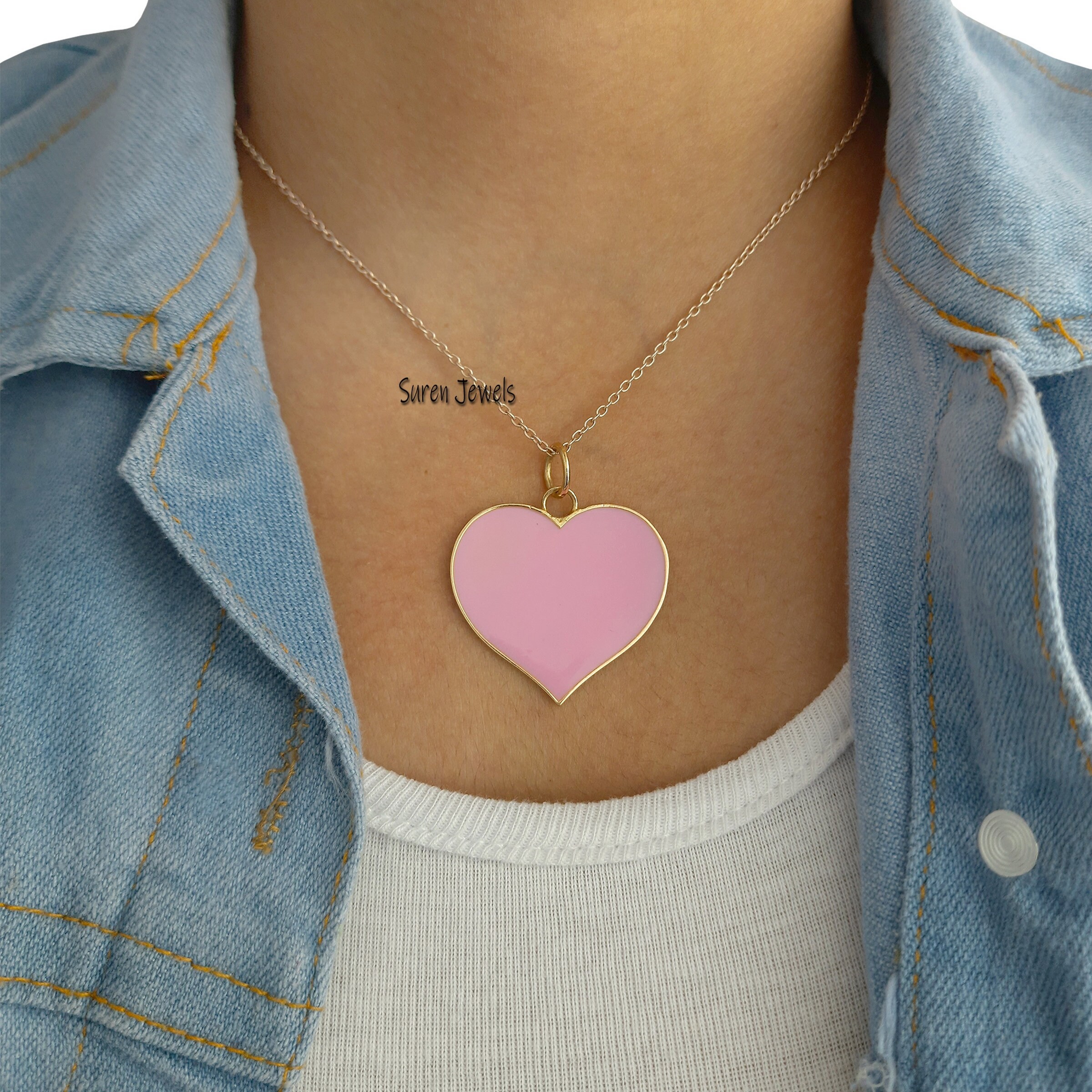 925 Silver Blue Enamel Heart Pendant - Christmas Jewelry - View 6 - Suren Jewels | SKU: SJP506-SLYGELP-N41-18I