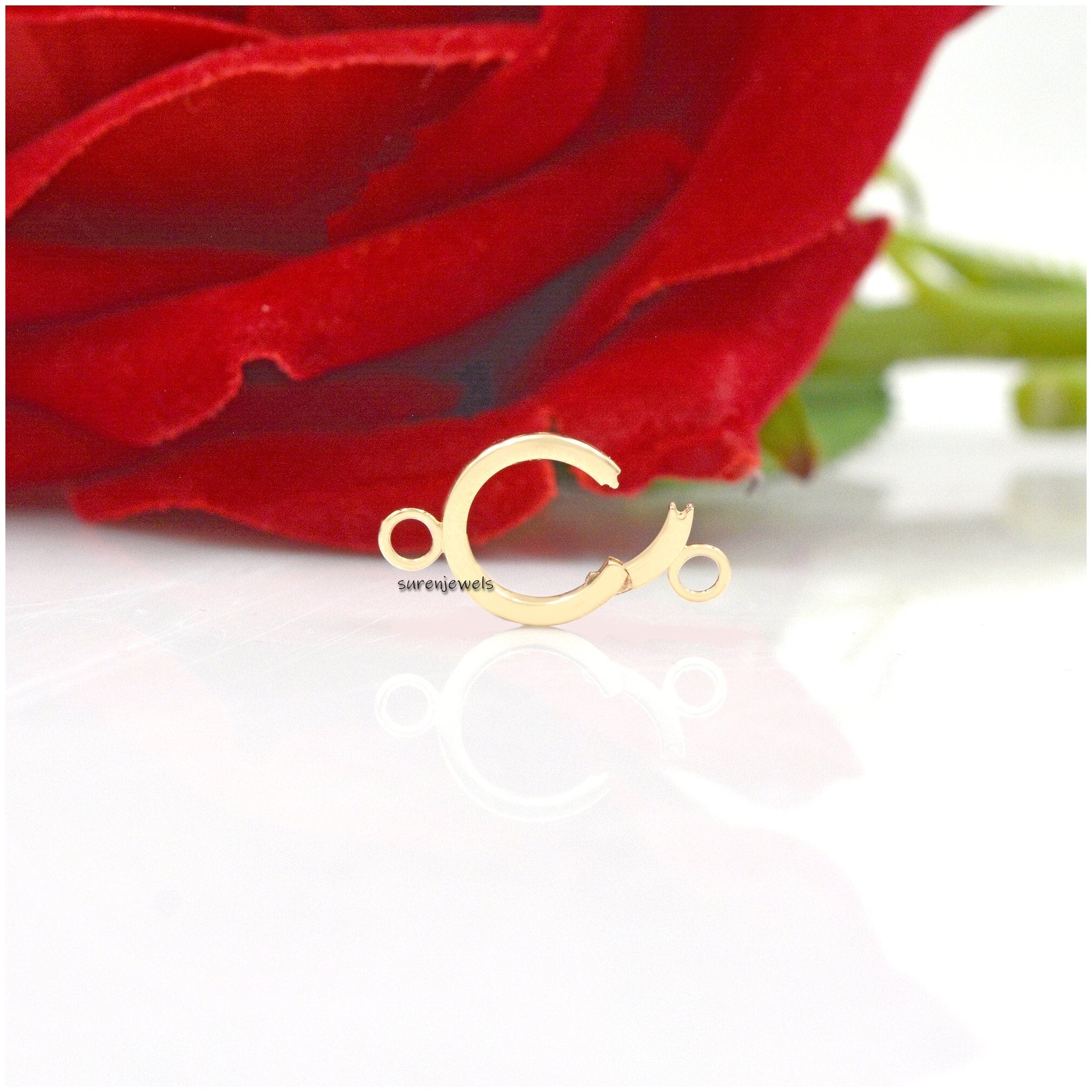 9K Gold Charm Enhancer Lock: Necklace Clasp Finding (10x15 mm) - Suren Jewels | SKU: SJF257-SLYG