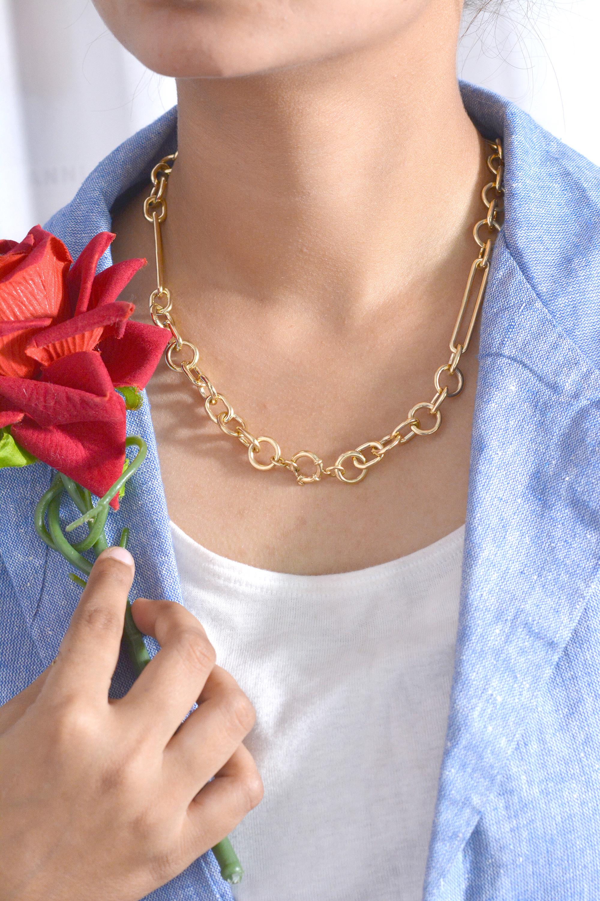 Sterling Silver Mixed Link Chain Enhancer Necklace: Handmade Charm Holder - View 3 - Suren Jewels | SKU: g38