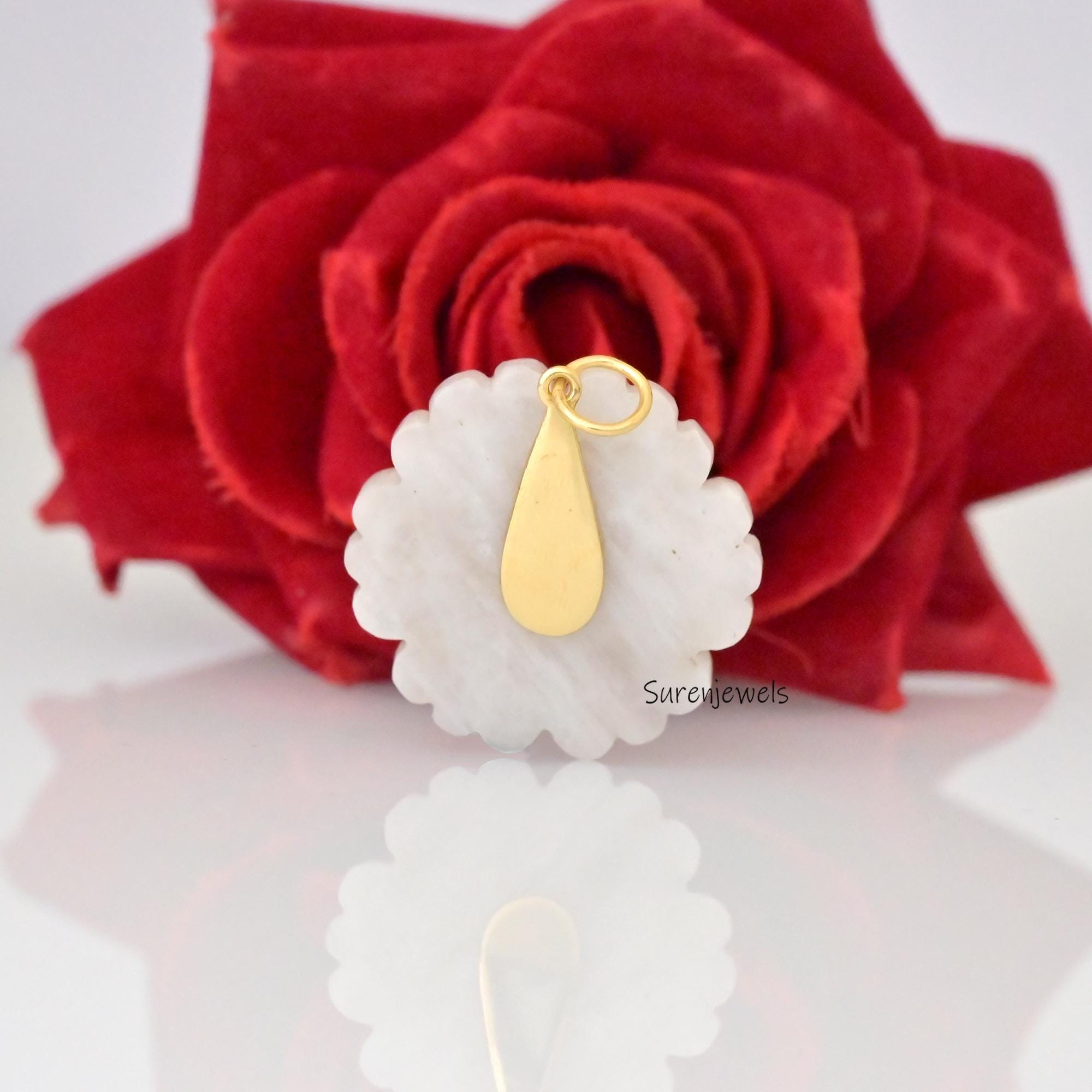 14K Gold Opal Flower Pendant: Carved Gemstone Blossom - View 3 - Suren Jewels | SKU: SJP4827-SLRGPOPEOPWCZ
