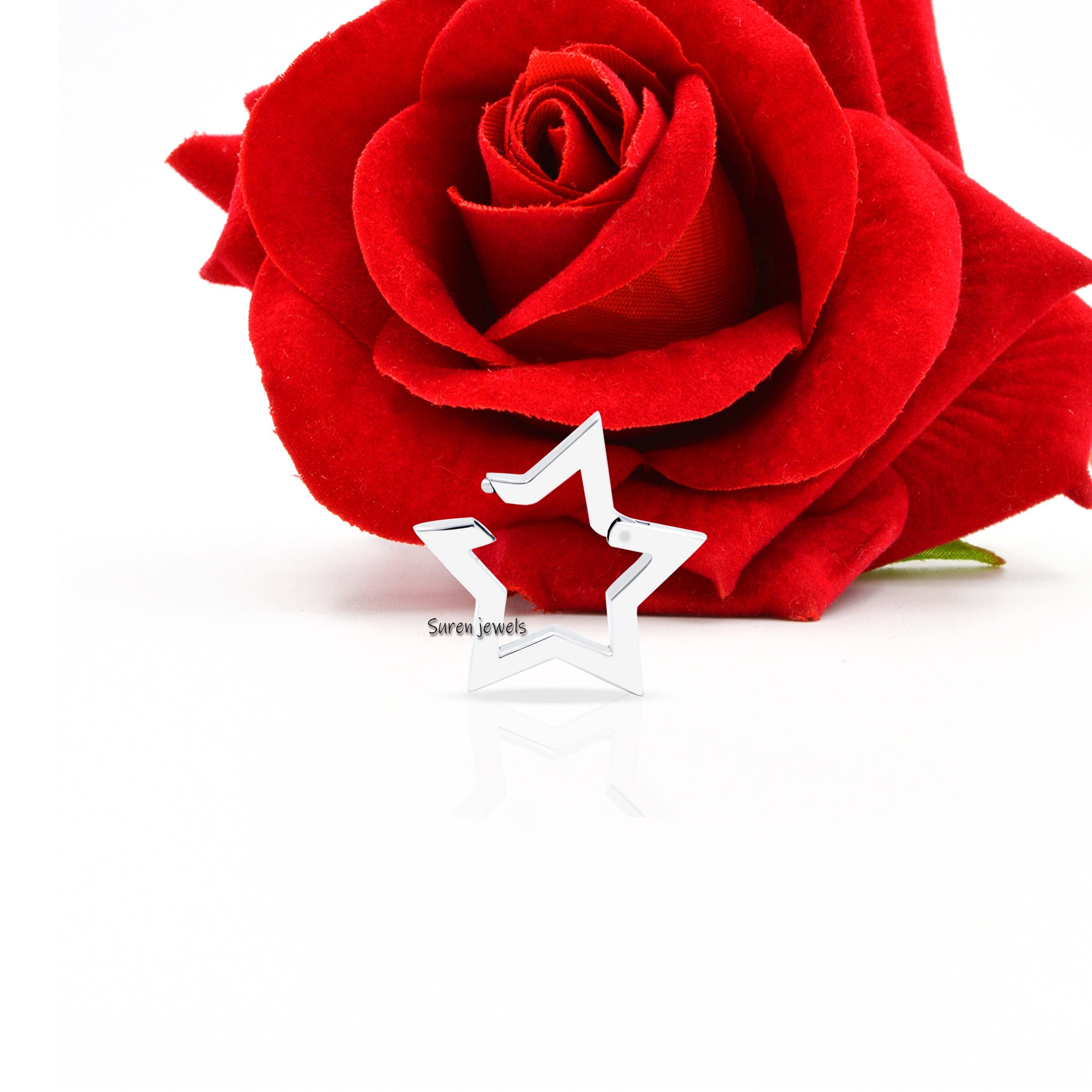 14k Gold Star Charm Holder: Enhancer Link Lock - View 7 - Suren Jewels | SKU: SJP451-SLYG-N47-18I