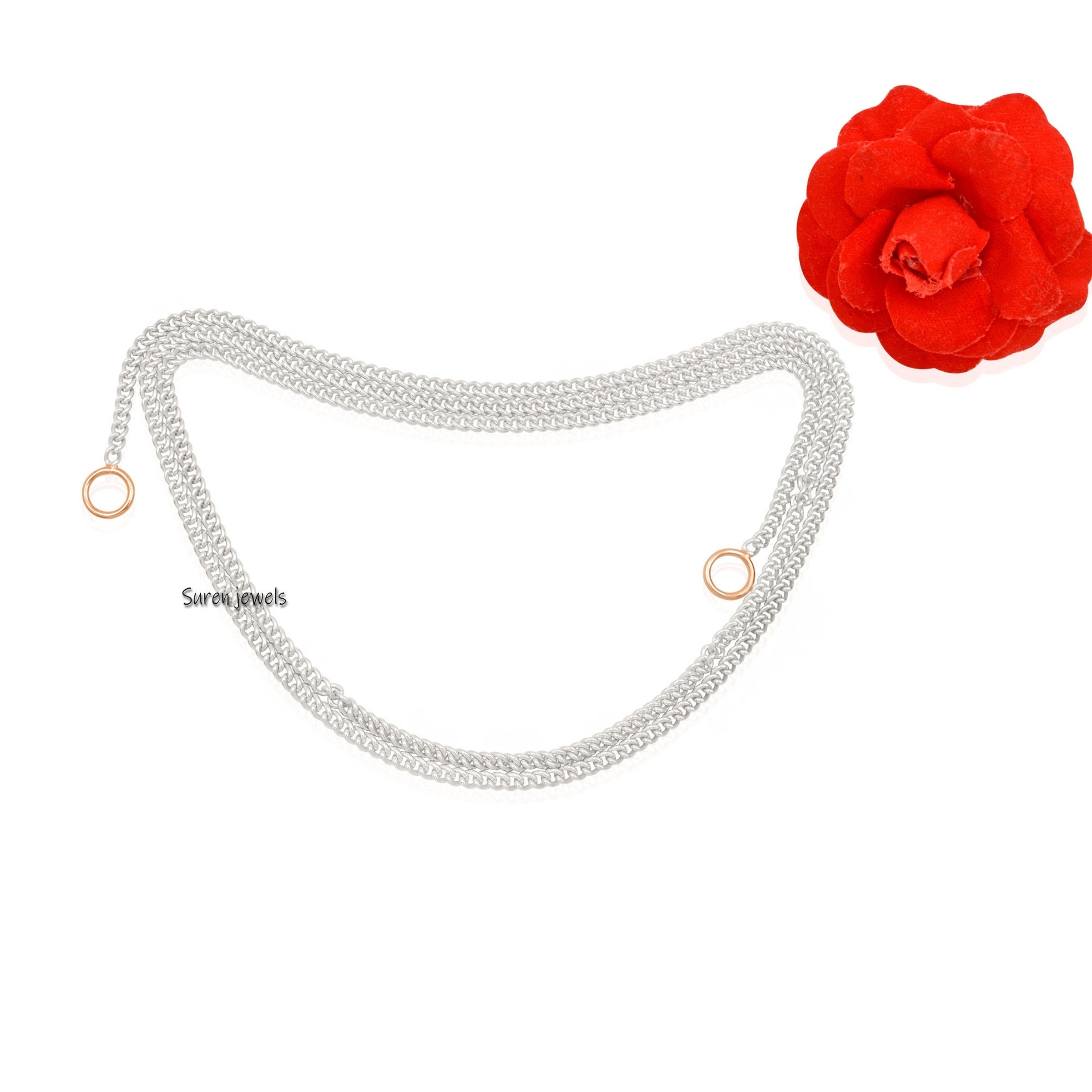 Sterling Silver 3mm Curb Chain Necklace: Carabiner Lock Jewelry - View 6 - Suren Jewels | SKU: SJN234/G17-SLOX