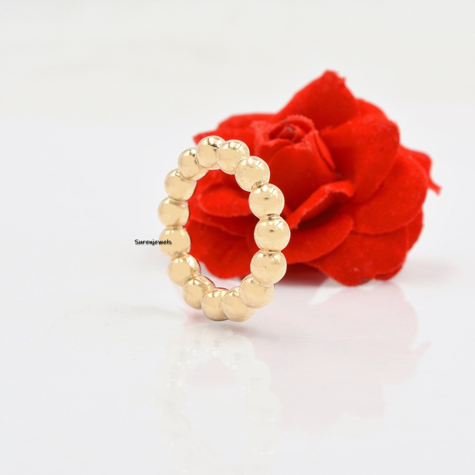 14K Gold Bubble Bead Ring: Handmade Band - Suren Jewels | SKU: SJR728-14KYG