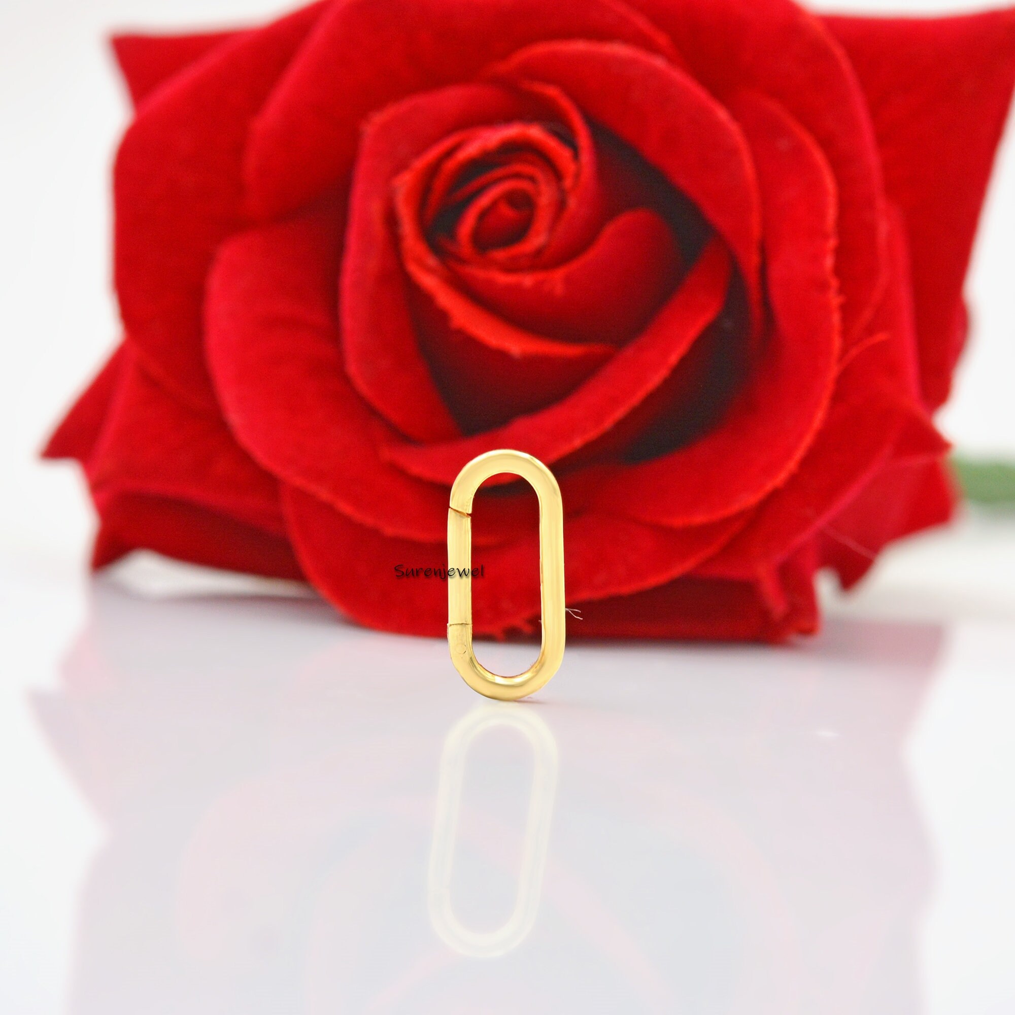 14K Gold Diamond Charm Enhancer: Elongated Charm Holder - View 6 - Suren Jewels | SKU: SJP575-14KWGBS