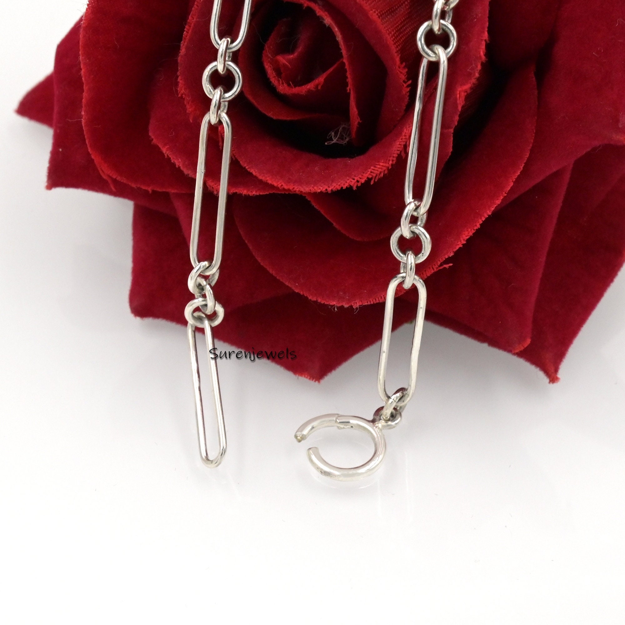 Sterling Silver Mixed Link Chain Enhancer Necklace - Charm Holder Lock - Suren Jewels | SKU: MJN896-SLNS-18I-10M