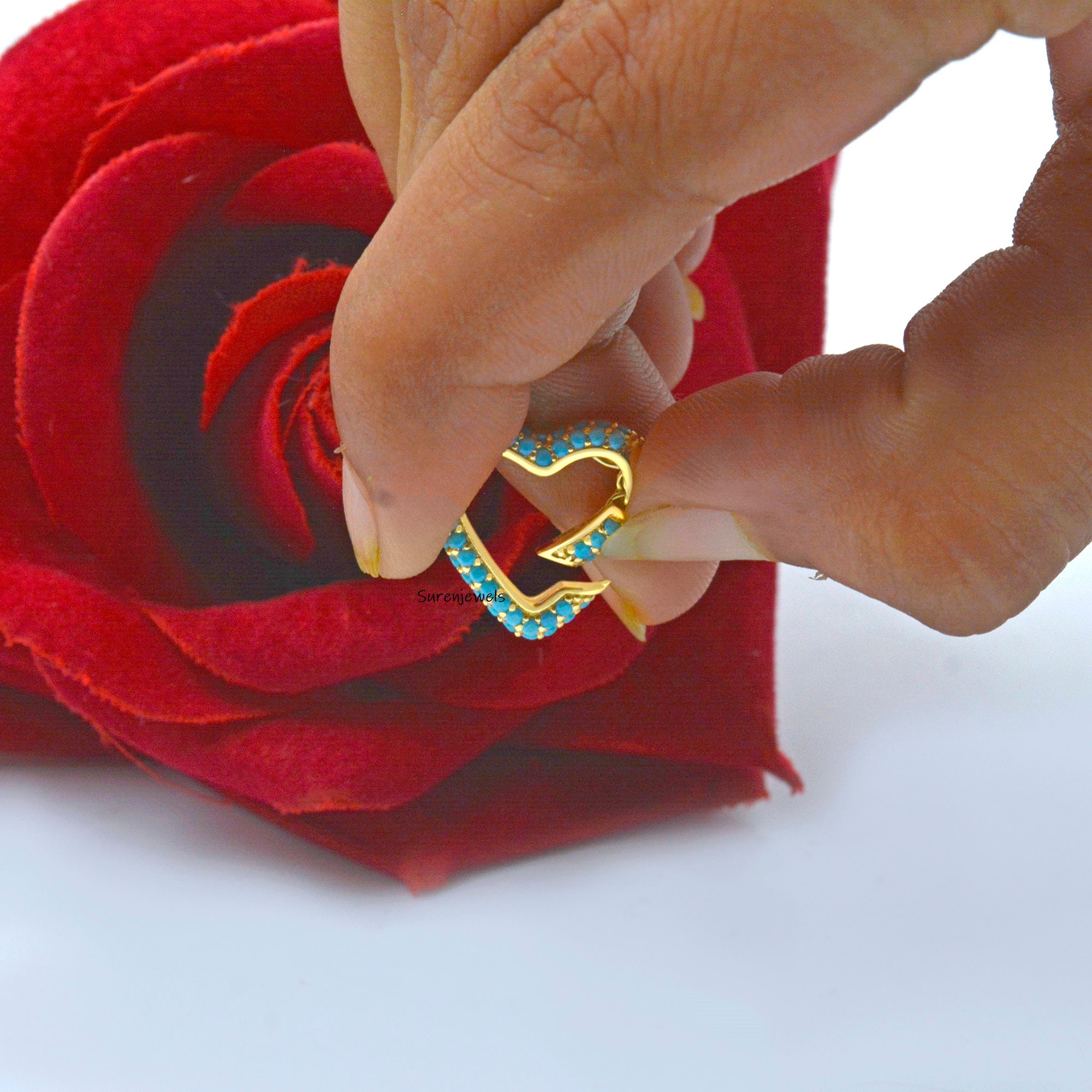 14K Gold Diamond Heart Charm Holder: Enhancer Lock - View 3 - Suren Jewels | SKU: SJP1182-SLYGTQ