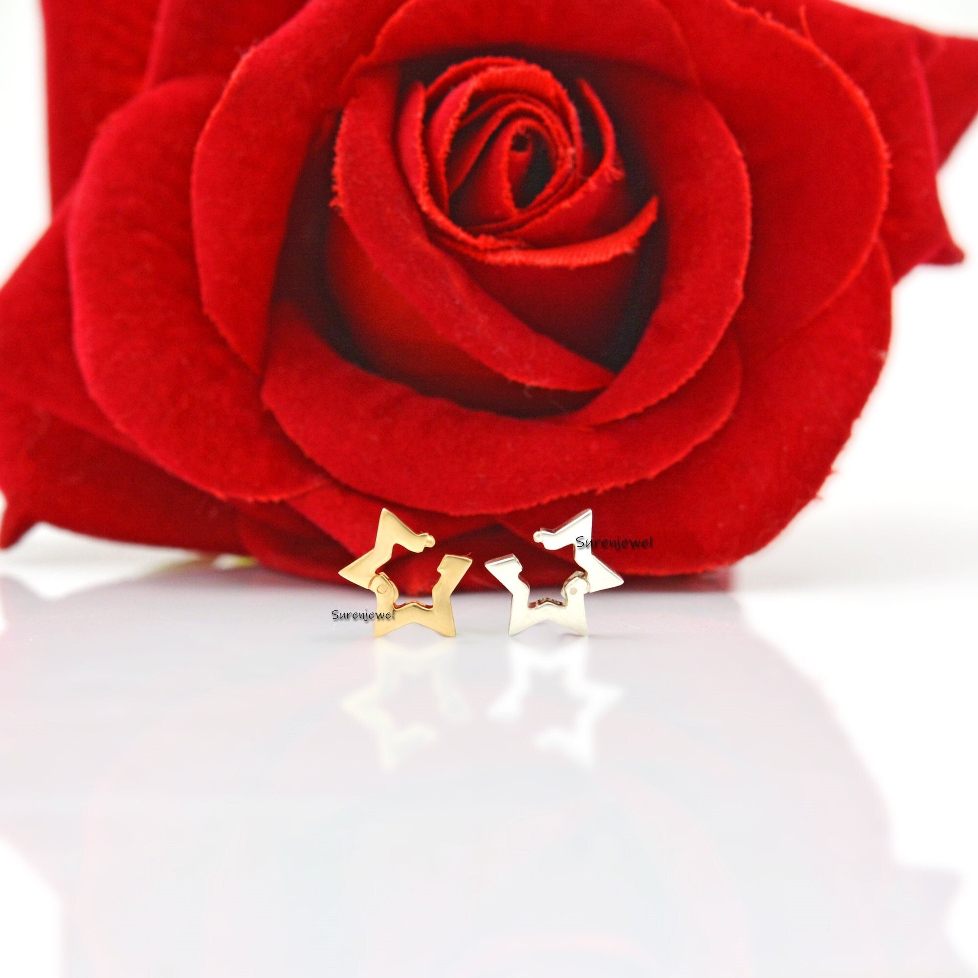 14k Gold Star Charm Holder: Enhancer Link Lock - Suren Jewels | SKU: SJP451-SLYG-N47-18I
