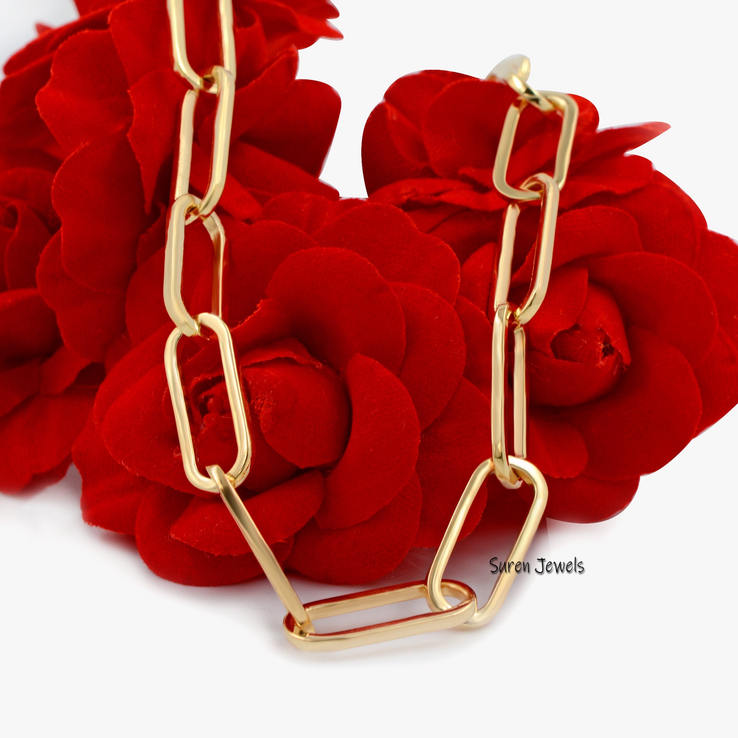 925 Sterling Silver Paperclip Chain: Oval Link Carabiner Necklace - View 2 - Suren Jewels | SKU: SJN261/G1-SLNS-19.7M-18I