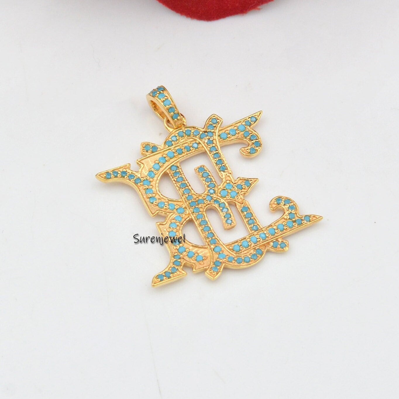 Sterling Silver Diamond Monogram Pendant: Custom Alphabet Jewelry - Suren Jewels | SKU: SJP424-SLOXDI-AS