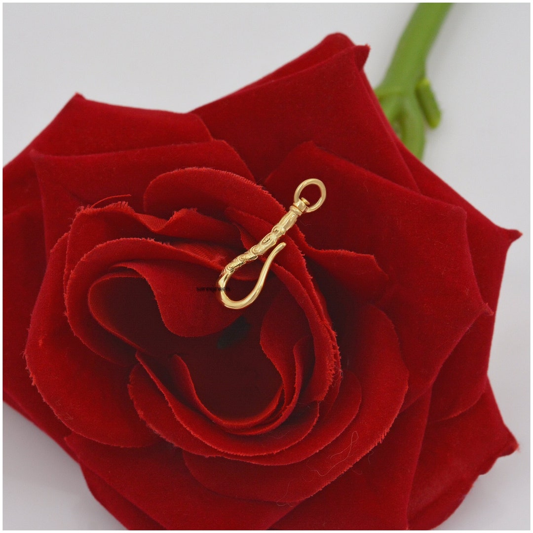 14k Gold Fish Hook Pendant Enhancer, Gold Slide Pendant Hanger Enhancer