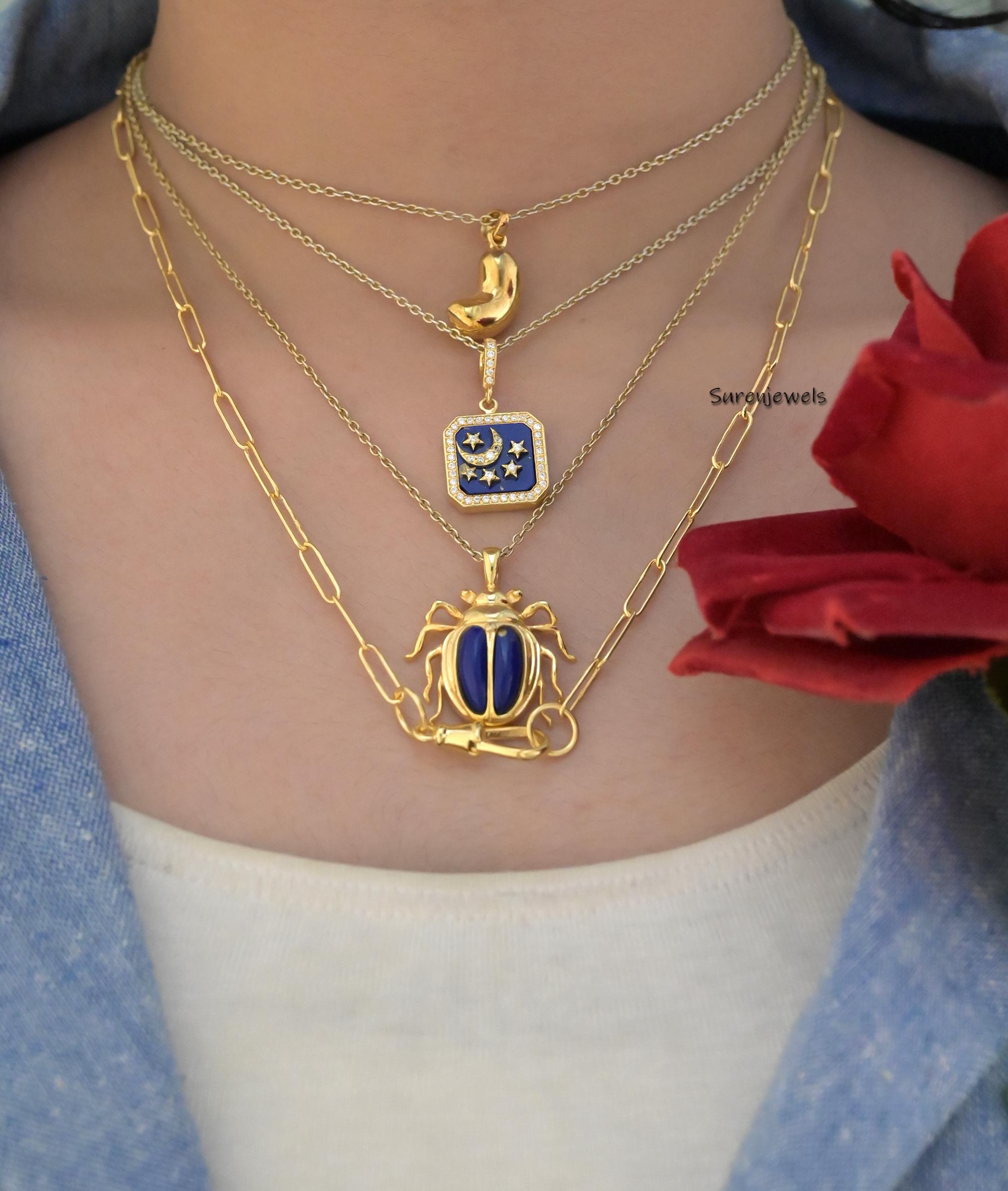 14K Gold Kidney Bean Pendant: Minimalist Charm - View 4 - Suren Jewels | SKU: SJP4400-SLYG-20M