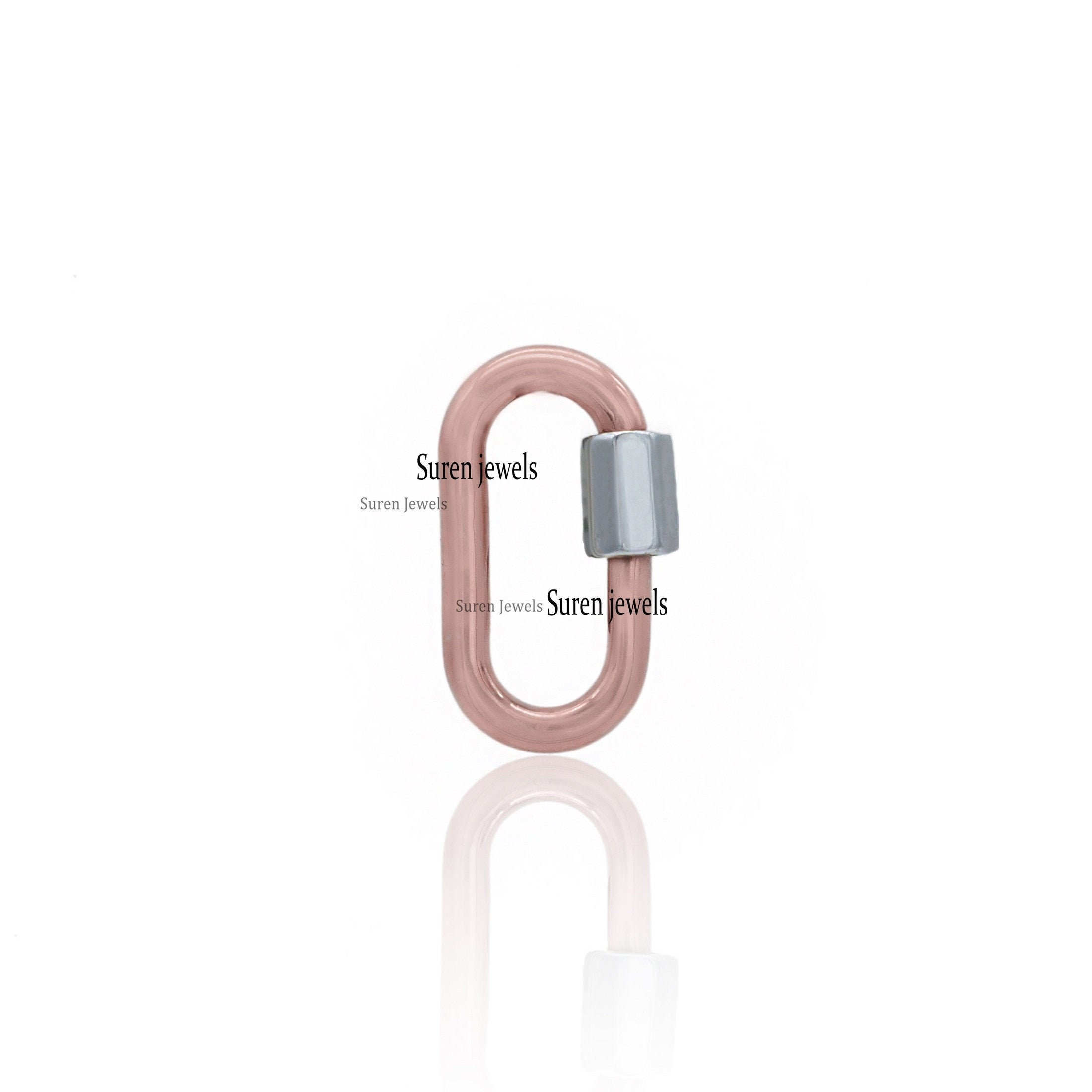 Sterling Silver Carabiner Lock: Yellow Gold Plated Screw, Jewelry Connector - View 4 - Suren Jewels | SKU: SJC130-SLRGRH-925-