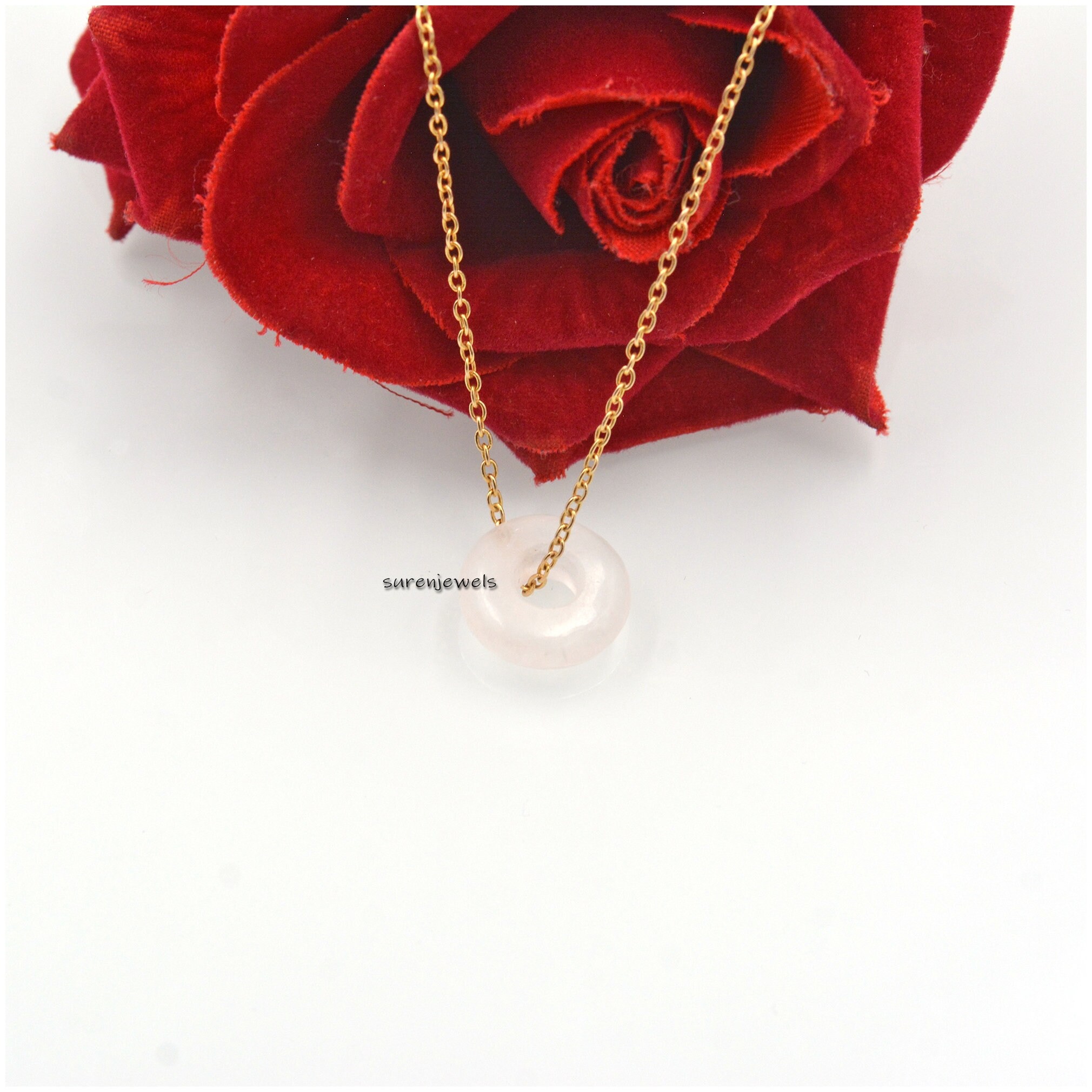 Jadeite Donut Pendant: Gemstone Circle Jewelry - View 5 - Suren Jewels | SKU: SJP1500