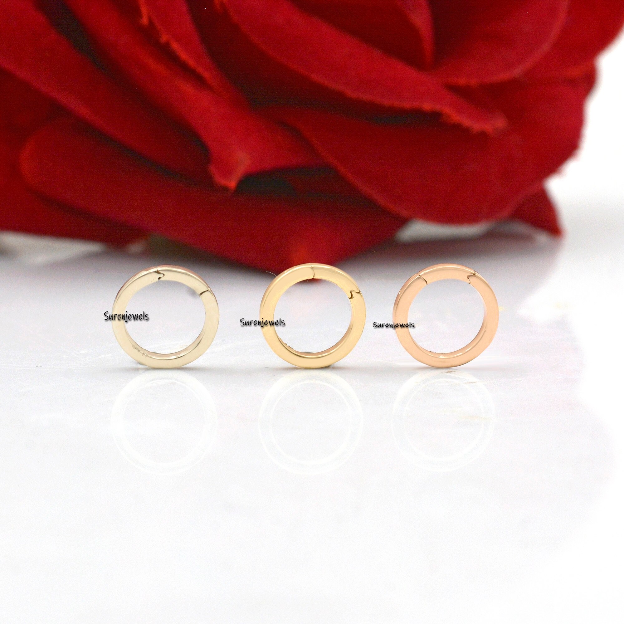 14K Gold Round Charm Holder Enhancer: Circle Charm Connector (10mm) - View 4 - Suren Jewels | SKU: SJF119-