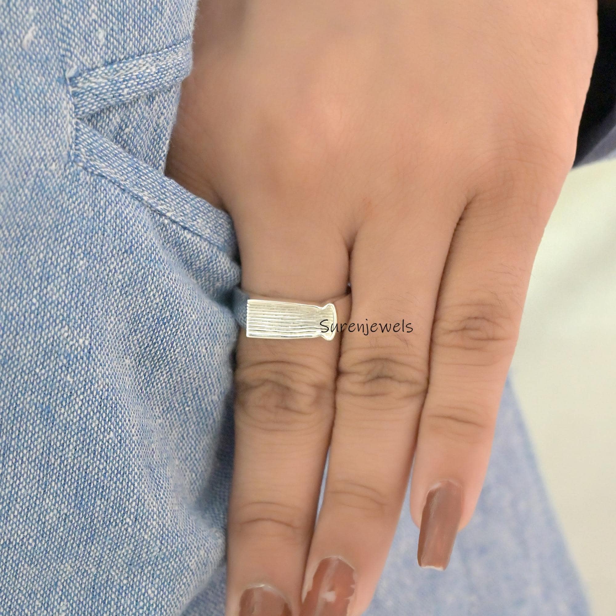 14k Gold Book Ring: Minimalist Book Lover Jewelry - View 4 - Suren Jewels | SKU: SJR2885-SLNS-US-9,SJR2948-SLNS-US-8