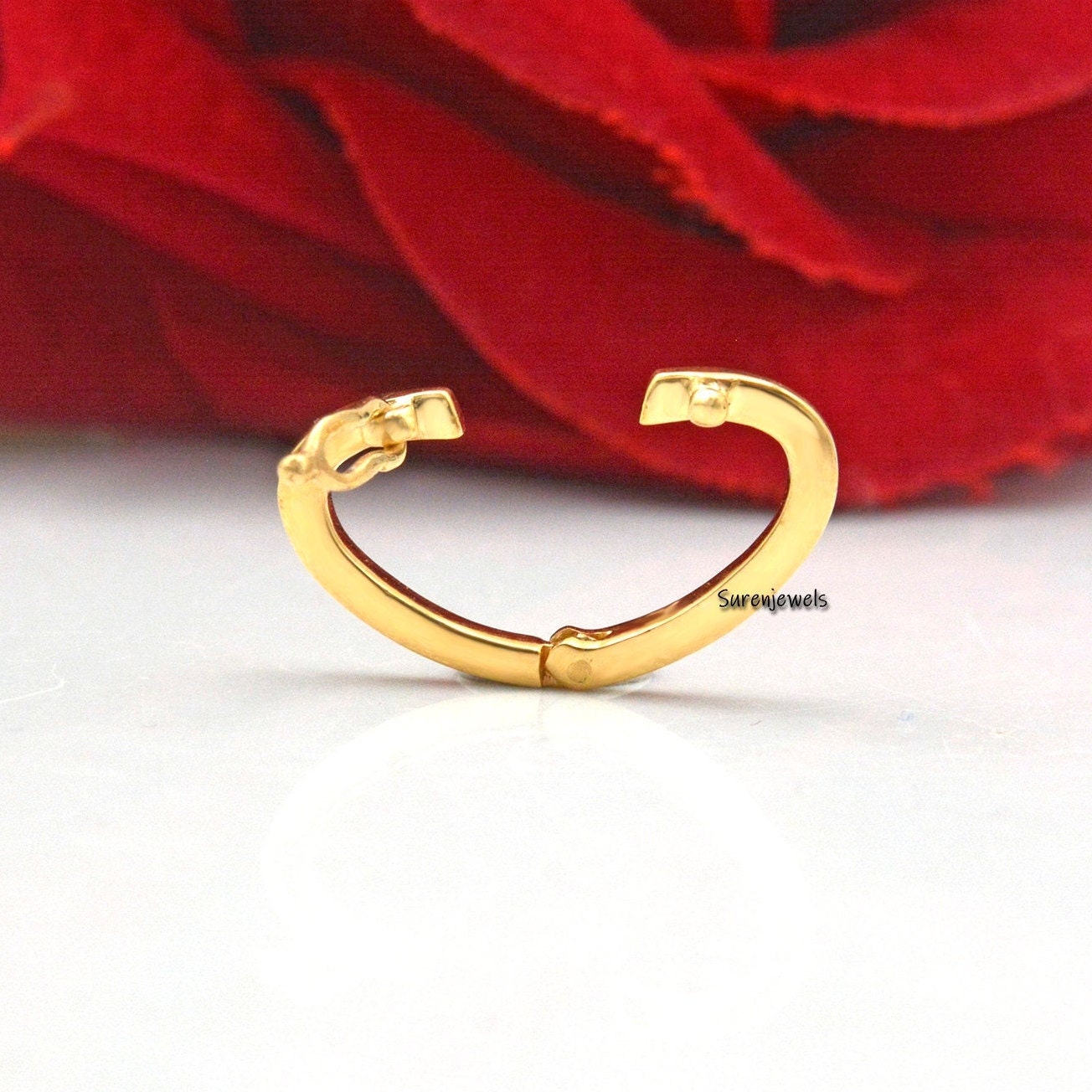 14k Gold Heart Charm Holder: Elongated Enhancer - View 3 - Suren Jewels | SKU: SJP1093-SLYG-15M