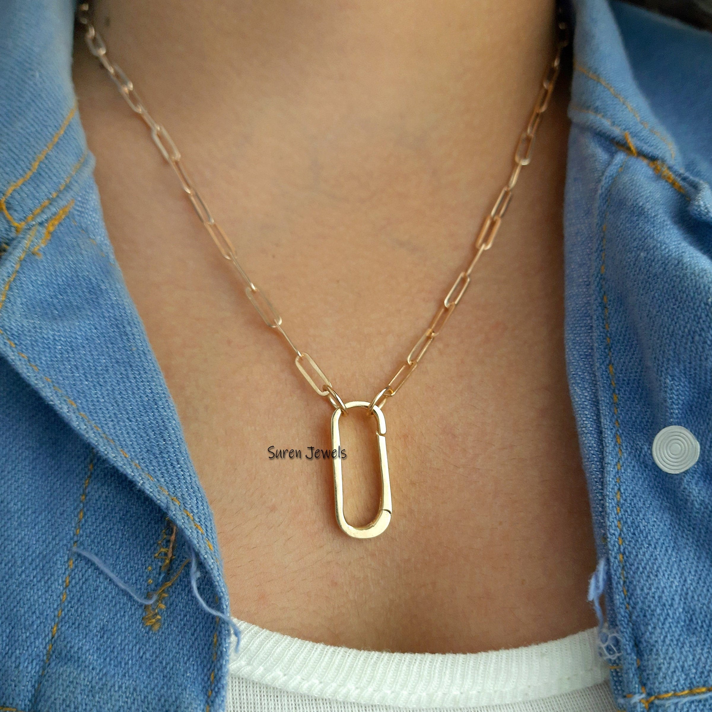 925 Silver Charm Enhancer: Elongated Link Chain Holder - Suren Jewels | SKU: SJL73-SLYG-N47-18I