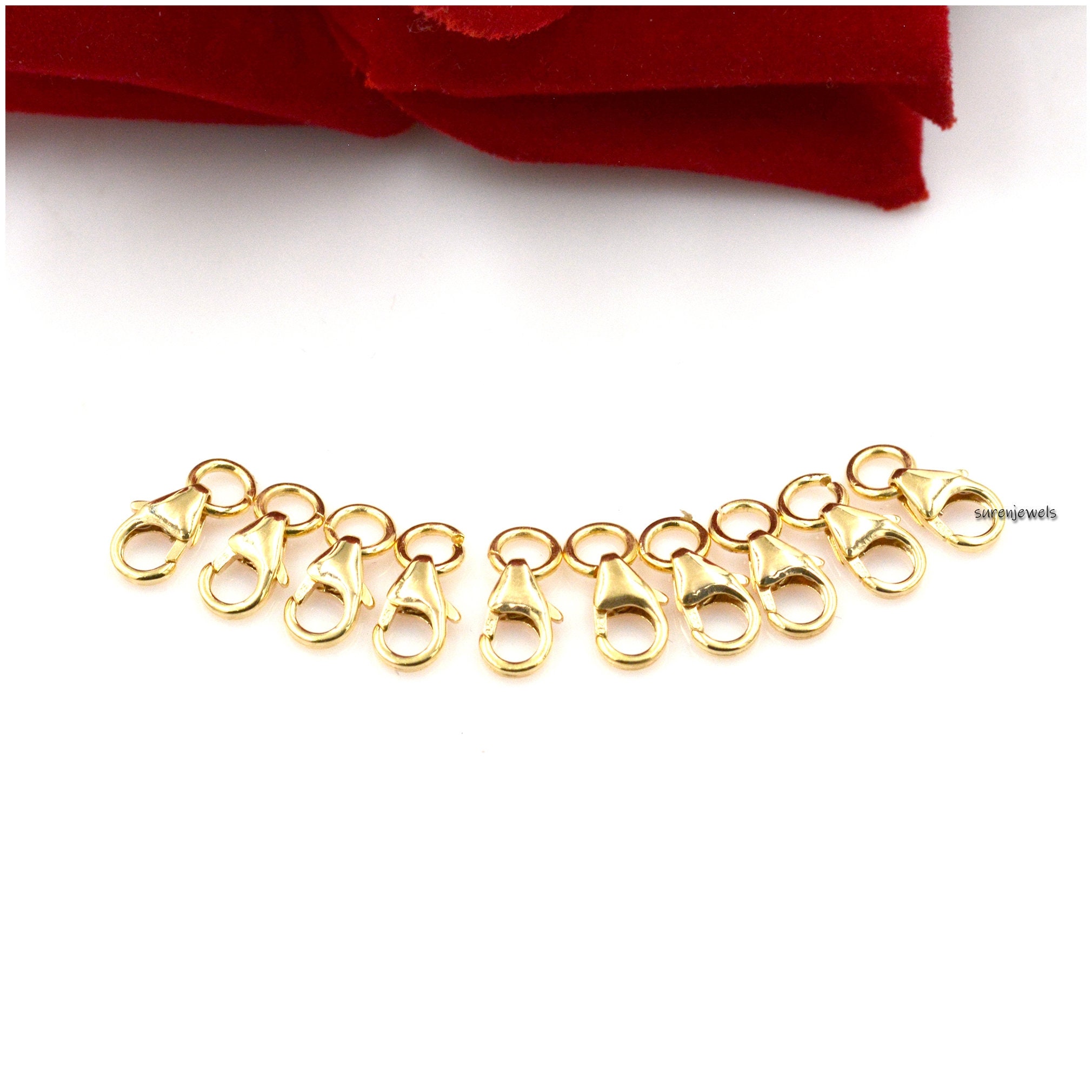 14K Gold Lobster Clasp: Solid Gold Enhancer Lock, 8mm - View 2 - Suren Jewels | SKU: SJF202-SLYG