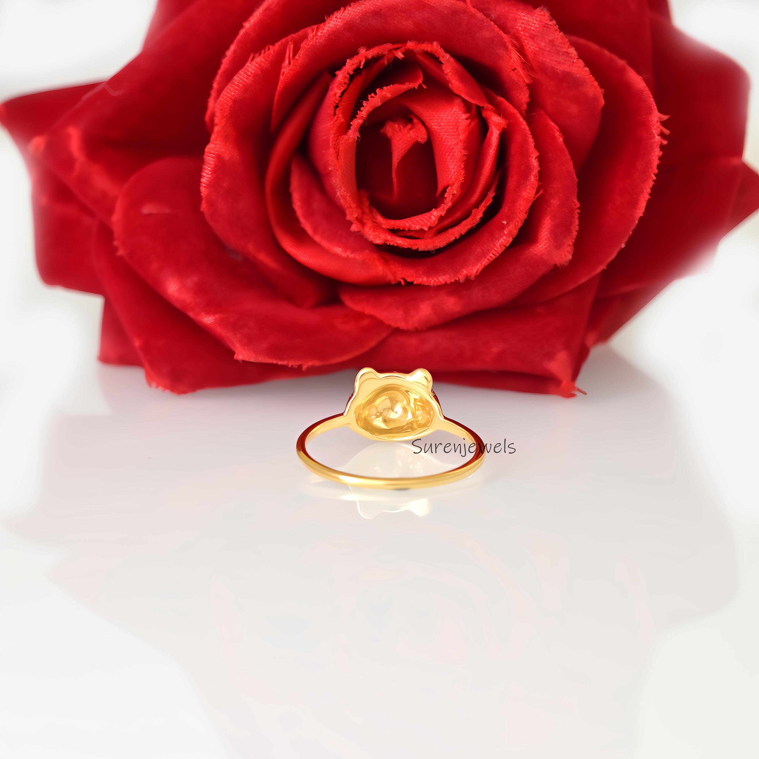 14k Gold Hamster Ring: Dainty Animal Jewelry - View 7 - Suren Jewels | SKU: SJR,SJR3028-SLYGBKCZ-US-10,SJR3035-SLYG-US-5