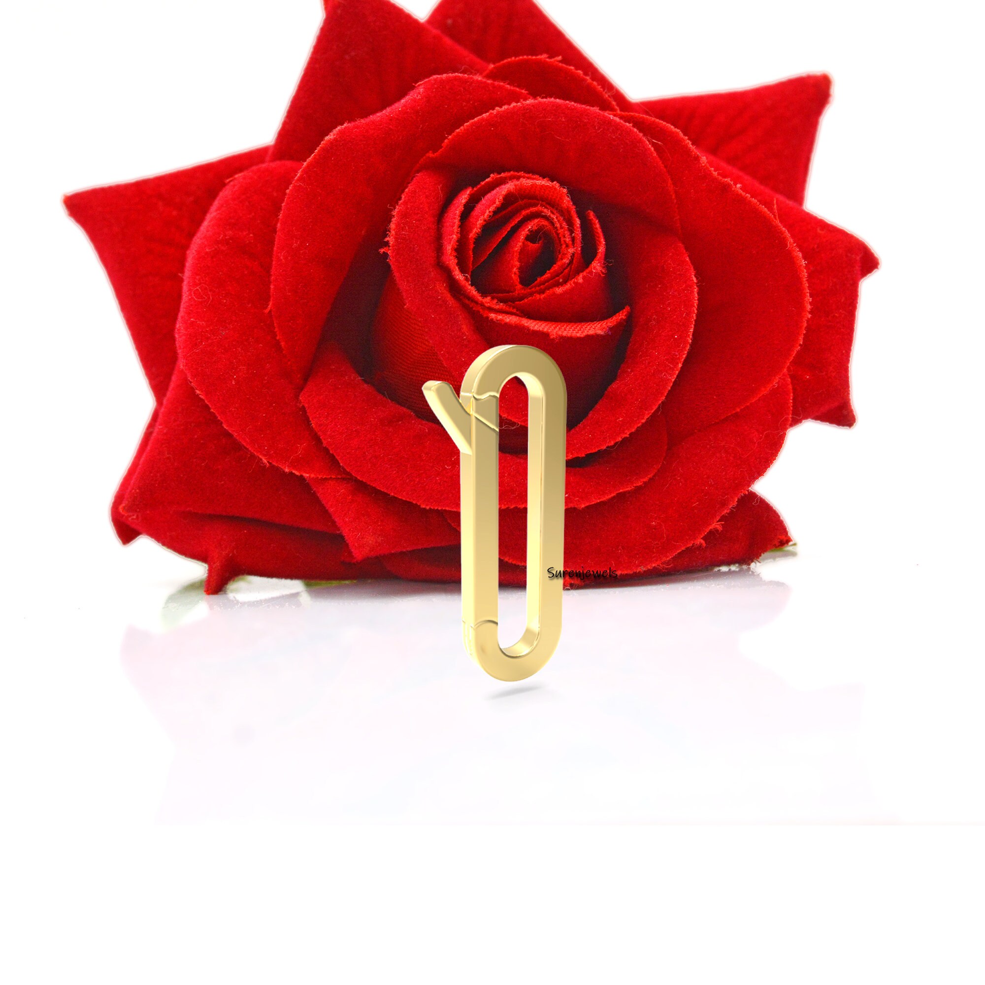 14k Gold Charm Enhancer Holder: Solid Elongated Lock - View 6 - Suren Jewels | SKU: SJP1211-SLYG