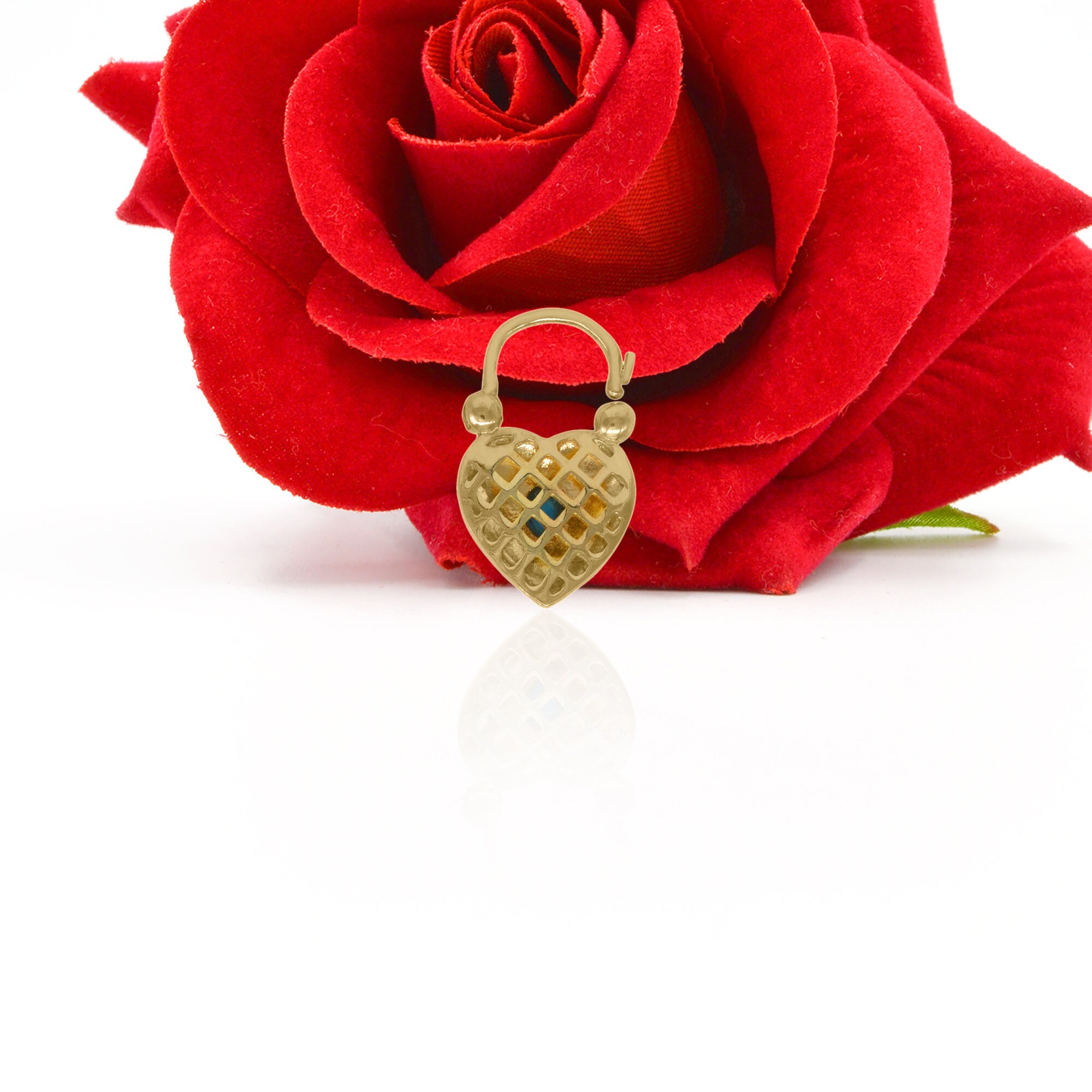 14K Gold Vermeil Heart Padlock: Gemstone Connector Jewelry (25*15mm) - View 7 - Suren Jewels | SKU: SJP92-SLYGTQ-N47-18I