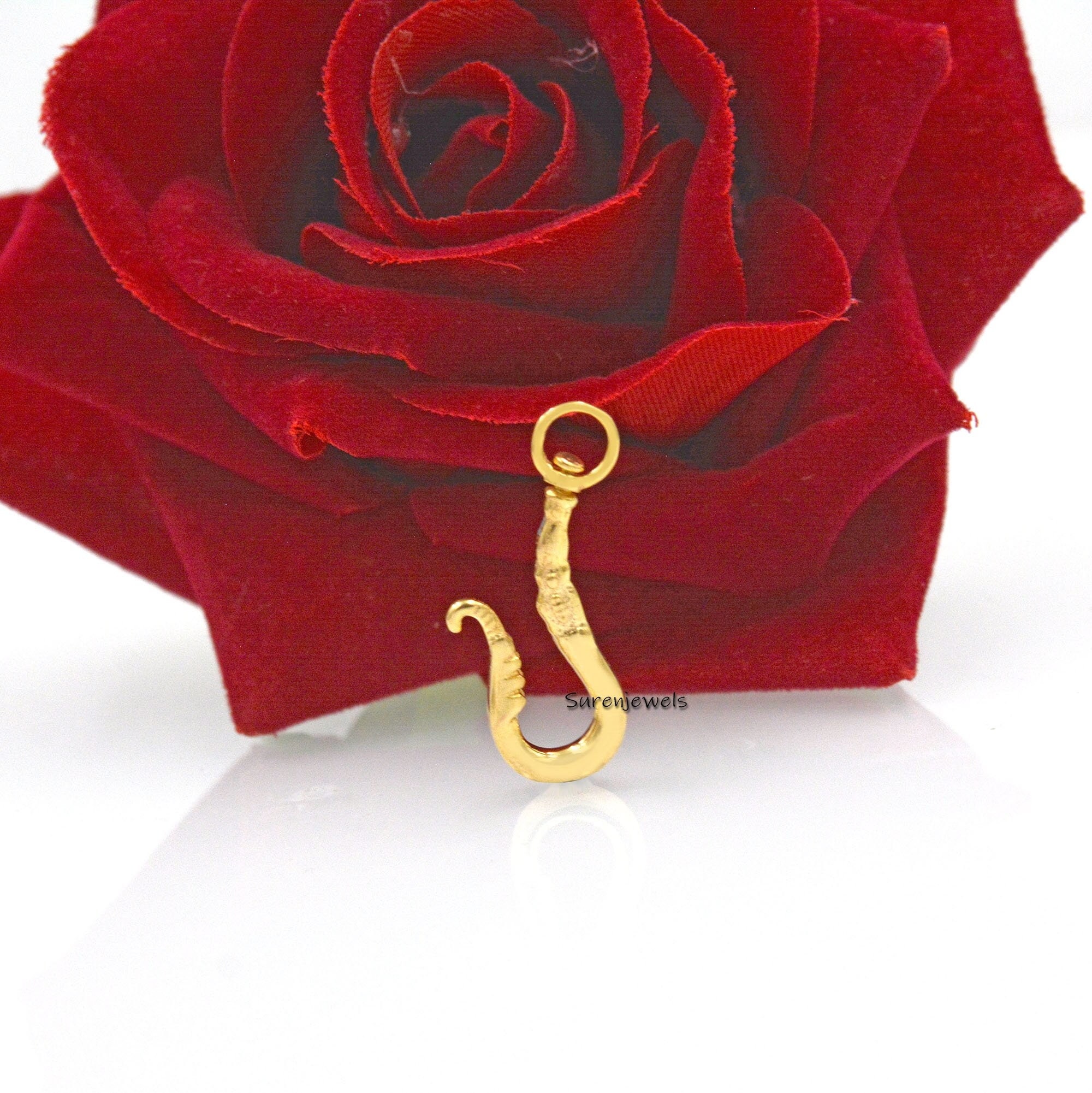 14k Yellow Gold Charm Holder Clip: Bail Chain Connector - Suren Jewels | SKU: SJP1701