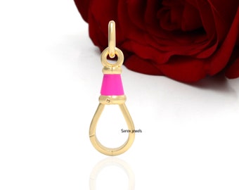 14K Gold Swivel Clasp with Enamel: Charm Holder Pendant