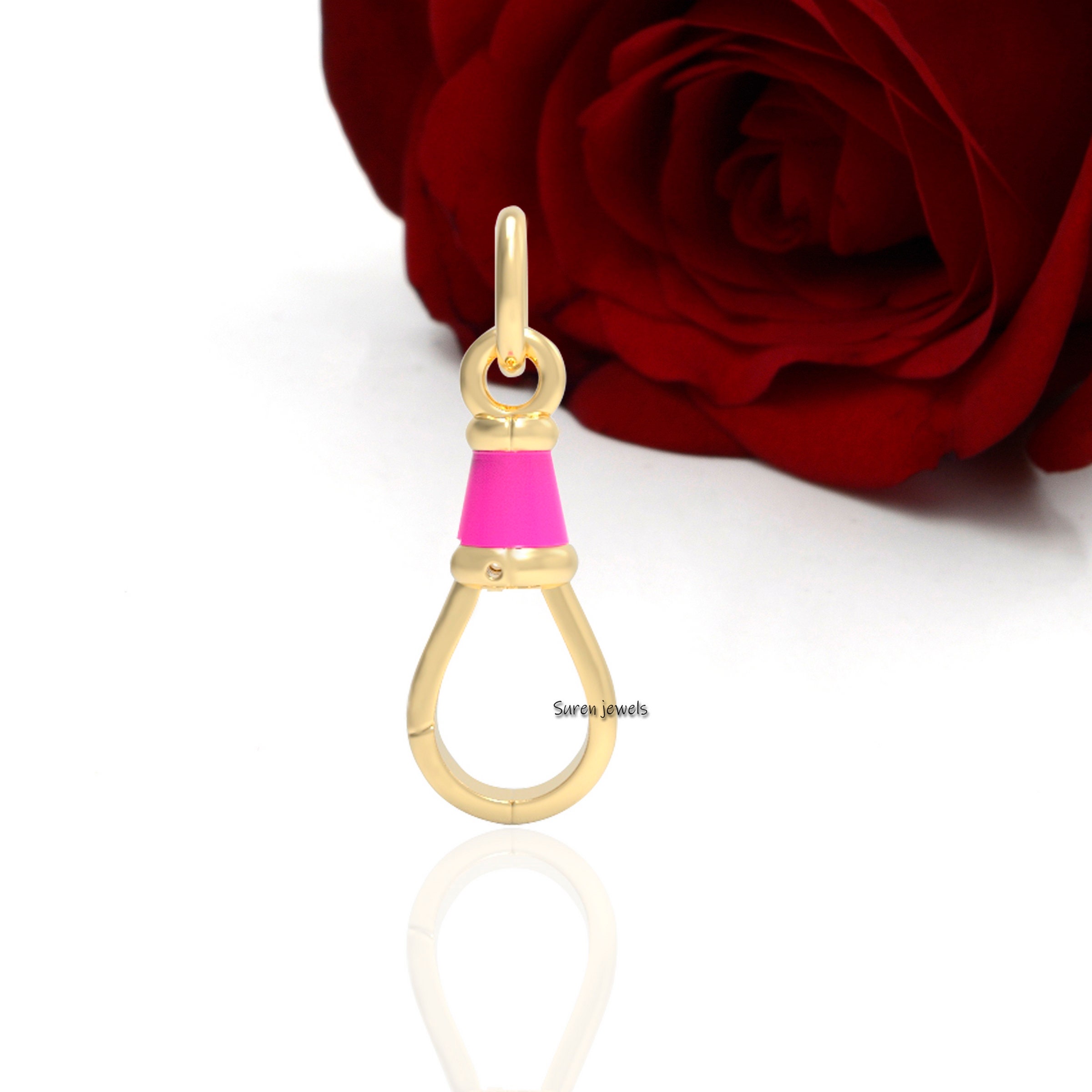 14K Gold Swivel Clasp with Enamel: Charm Holder Pendant - Suren Jewels | SKU: SJF09-9KYGELR