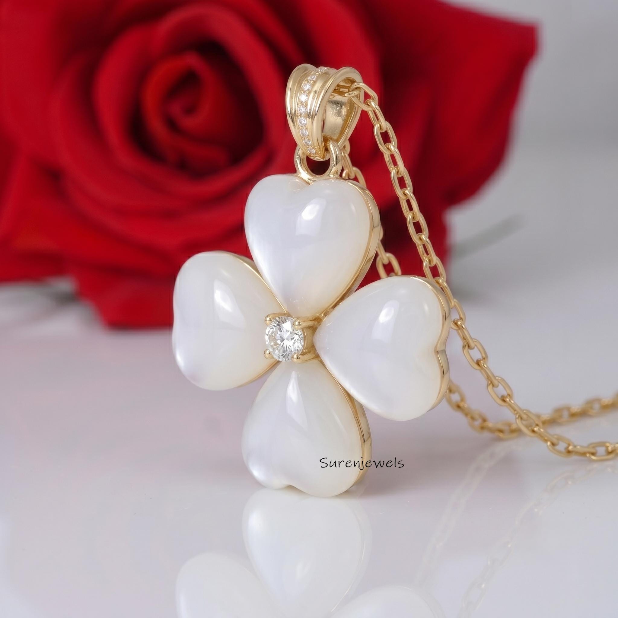 14K Gold Plated Gemstone Floral Heart Pendant, Heart Shape Floral Pendant, Handmade Gemstone jewelry - View 2 - Suren Jewels